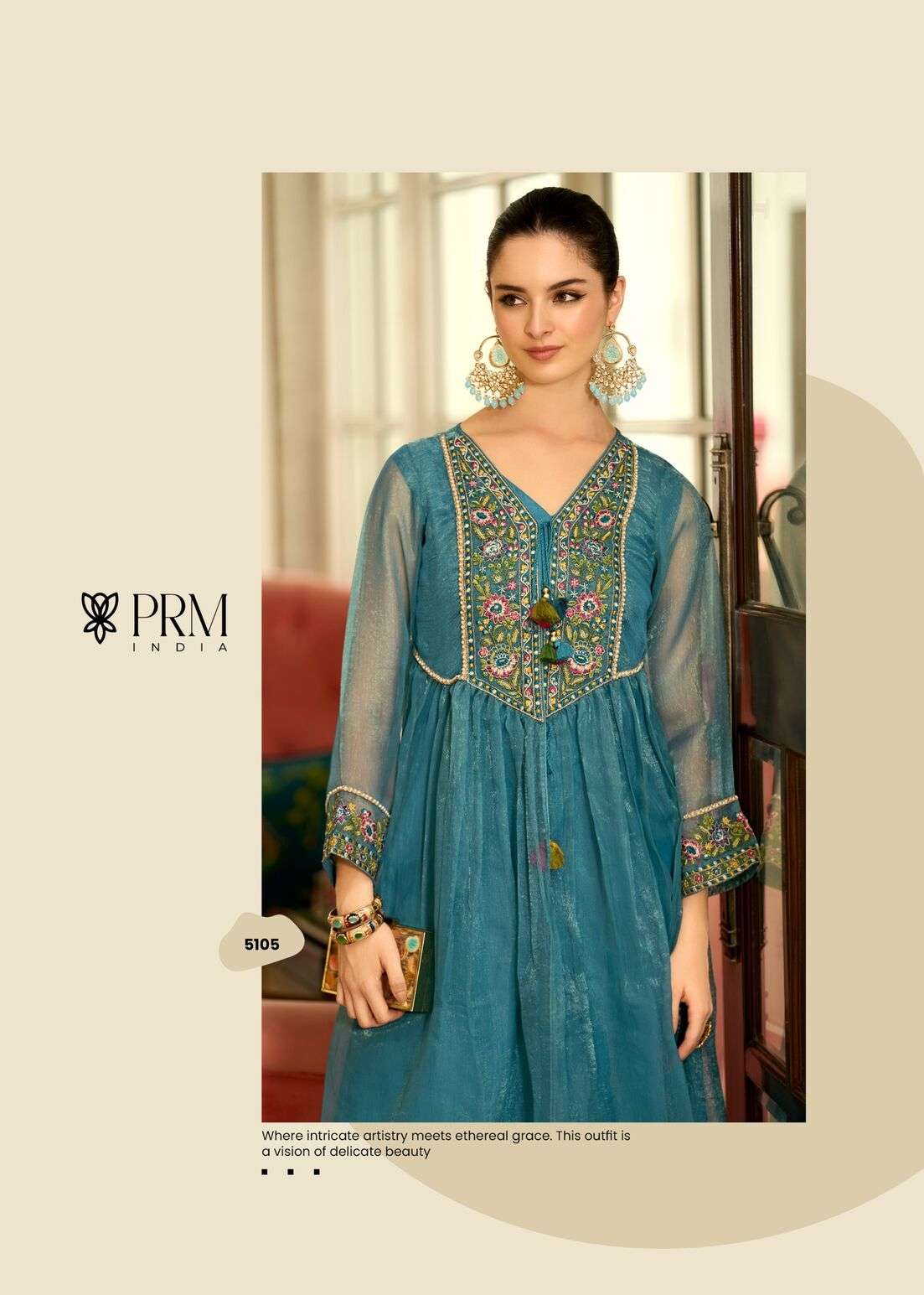 SWARA BY PRM INDIA IN PURE CRUSE ORGANZA SRUGE WITH EMRODARY AND HAND WORK 