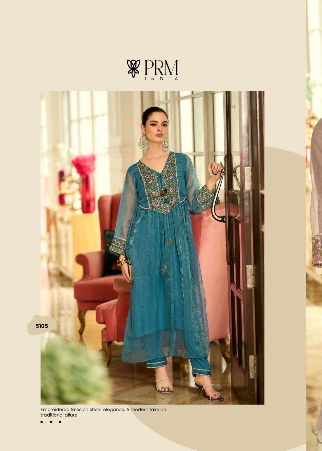 SWARA BY PRM INDIA IN PURE CRUSE ORGANZA SRUGE WITH EMRODARY AND HAND WORK 