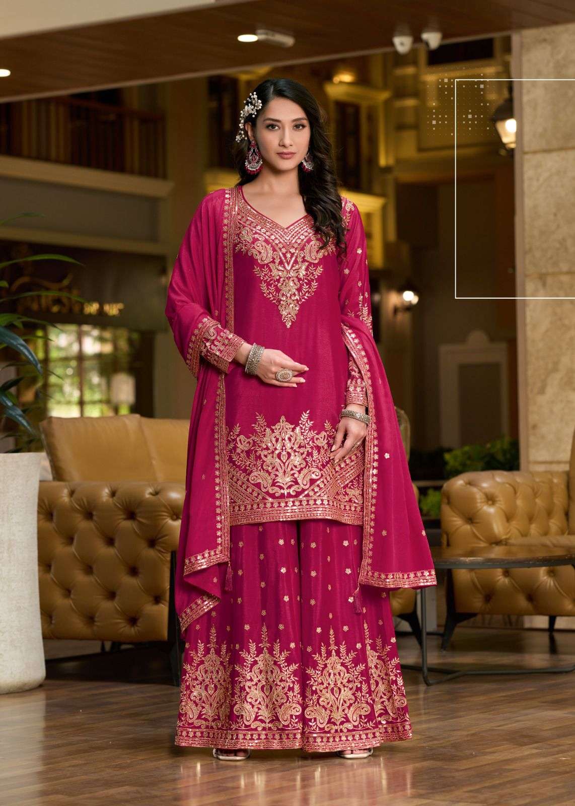 SWARA BY SANIKA FASHION IN PREMIUM CHINON SILK WITH HEAVY EMBROIDERED MIRROR WORK 