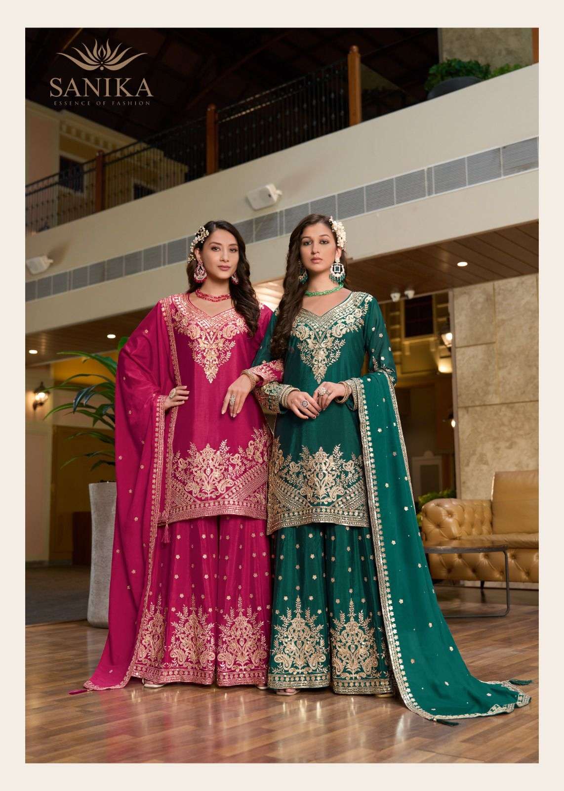 SWARA BY SANIKA FASHION IN PREMIUM CHINON SILK WITH HEAVY EMBROIDERED MIRROR WORK 