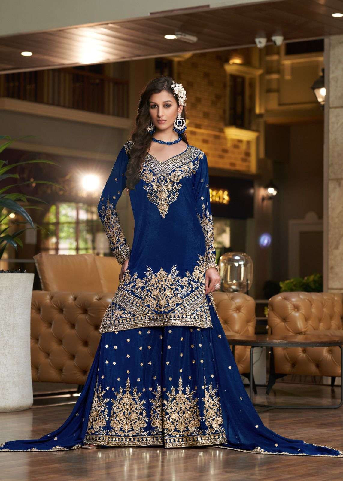 SWARA BY SANIKA FASHION IN PREMIUM CHINON SILK WITH HEAVY EMBROIDERED MIRROR WORK 