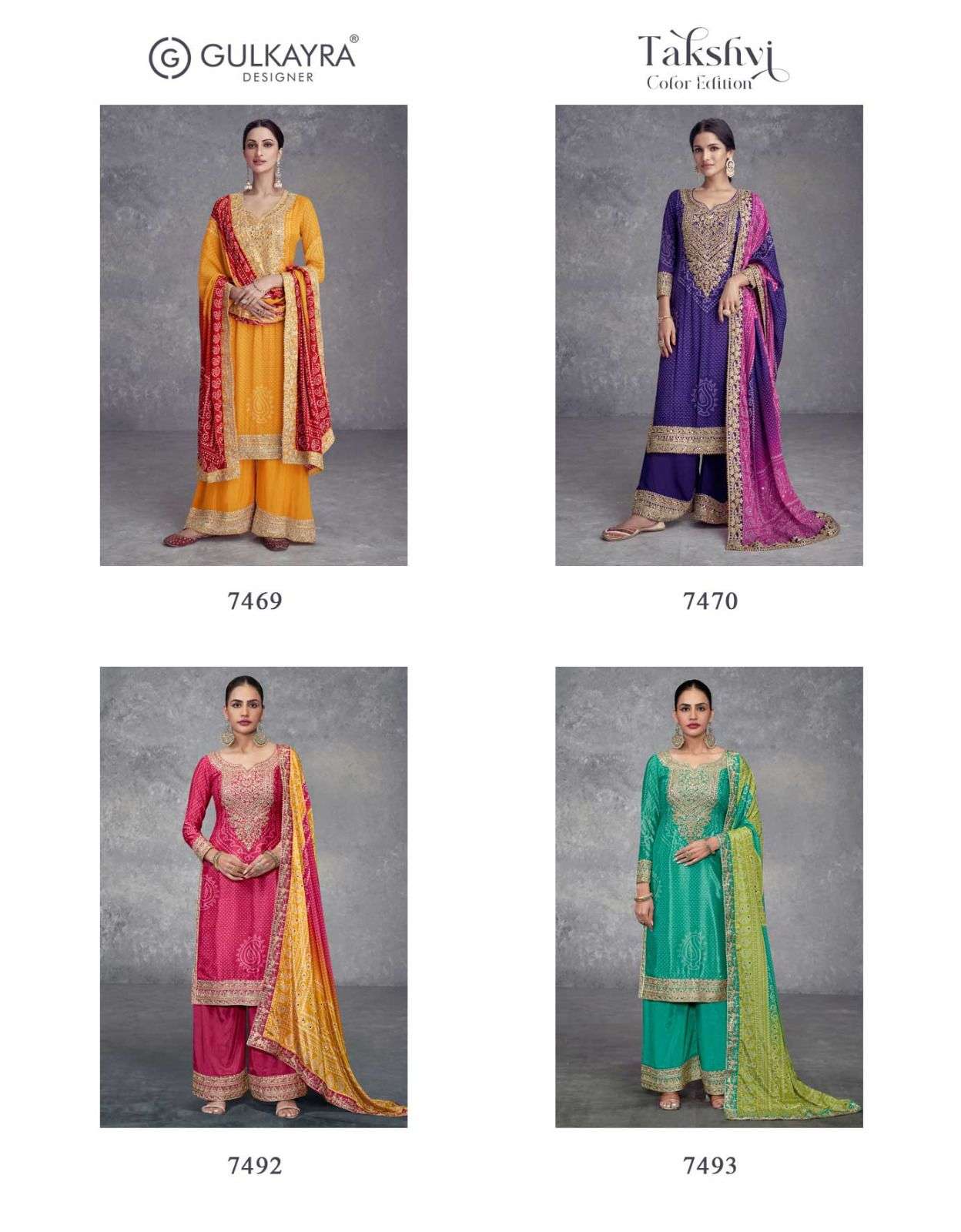 TAKSHVI BY GULKAYRA DESIGNER IN REAL CHINON DIGITAL PRINT WITH EMBROIDERY WORK 