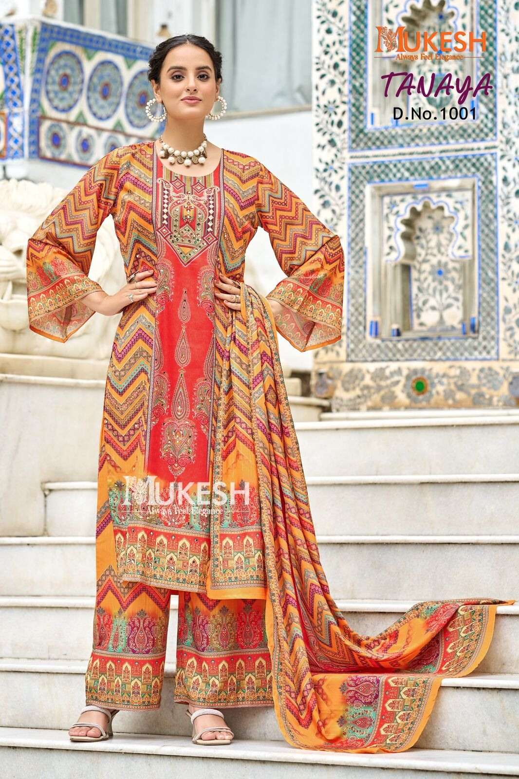 TANAYA BY MUKESH IN PURE CRAPE SILK DIGITAL PRINT WITH FULL MICRO INNER 