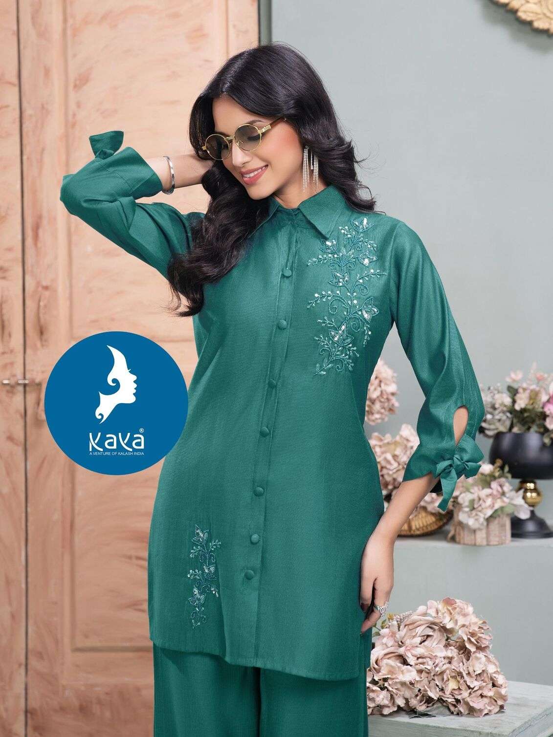 TASHI BY KAYA KURTI IN VERTICAN SILK 2 PIECE CO-ORD SET CONCEPT 