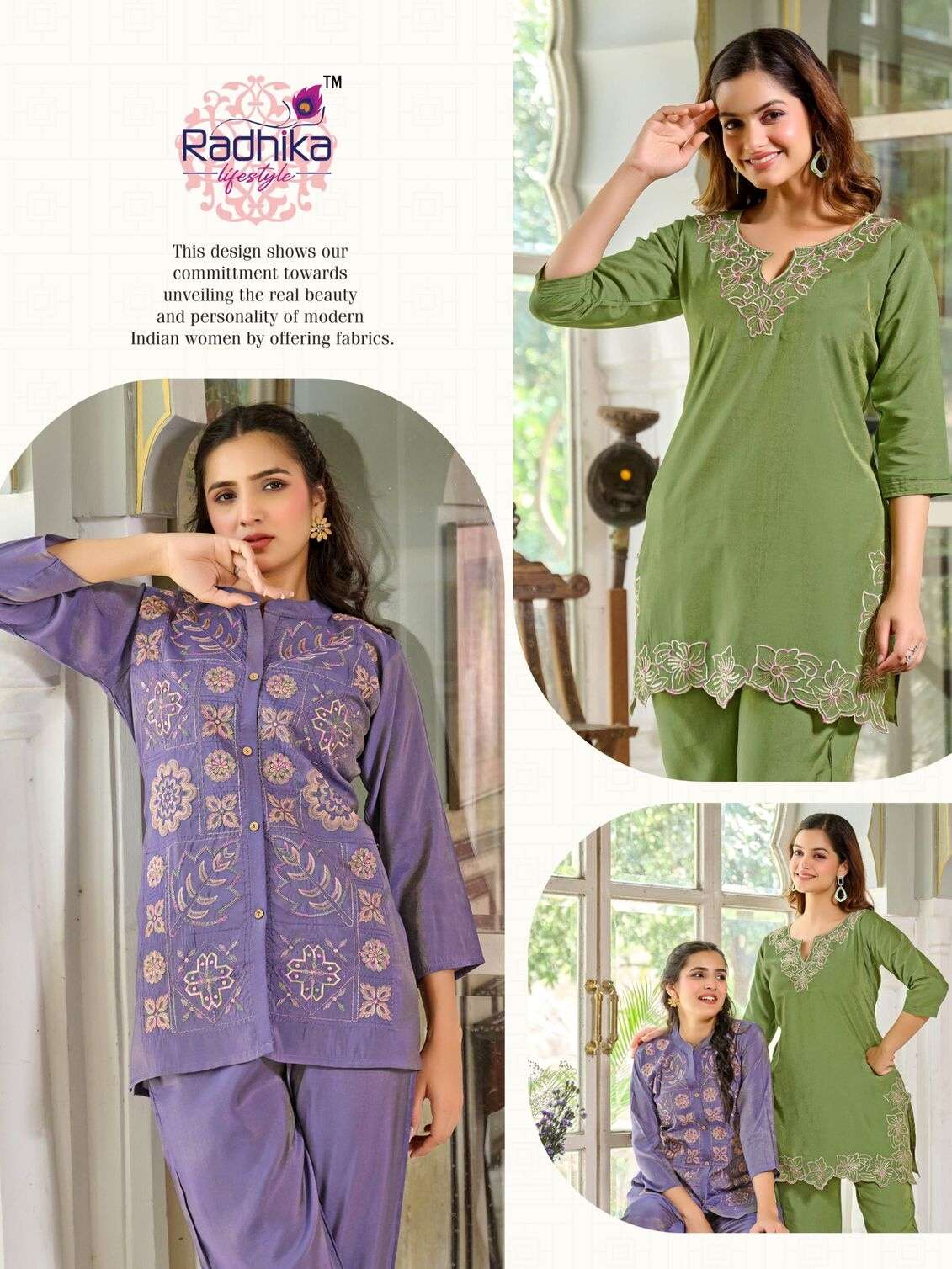 TWINKLE VOL-1 BY RADHIKA LIFESTYLE IN ROMAN SCHIMMER WITH CUT WORK BORDER 