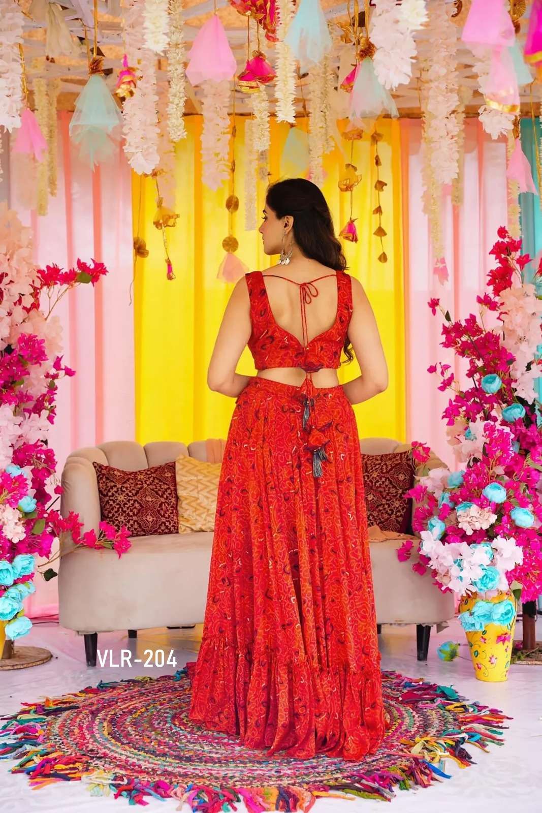 VALLARI VOL-2 BY TEXOFAB IN HEAVY AERTEX CHINON 3PCS PRINTED TIER LEHENGA 