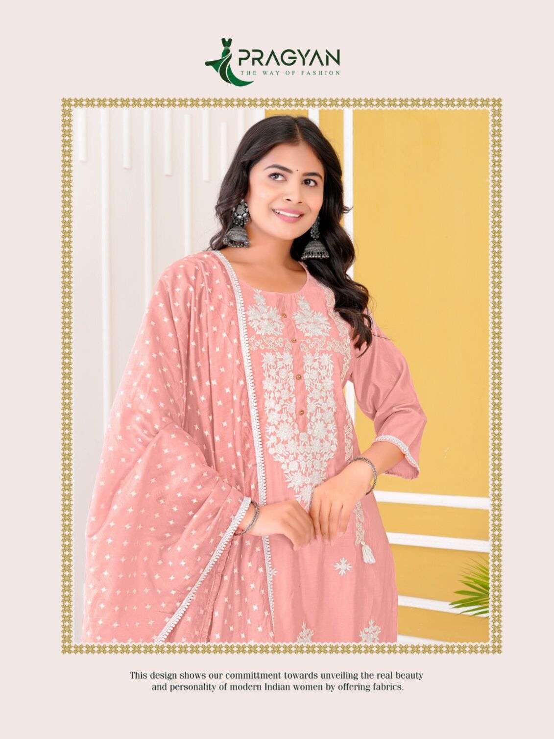 VANILLA VOL-1 BY PRAGYAN IN HEAVY ROMAN SILK WITH FANCY EMBROIDERY WORK AND CHANDERI DUPATTA