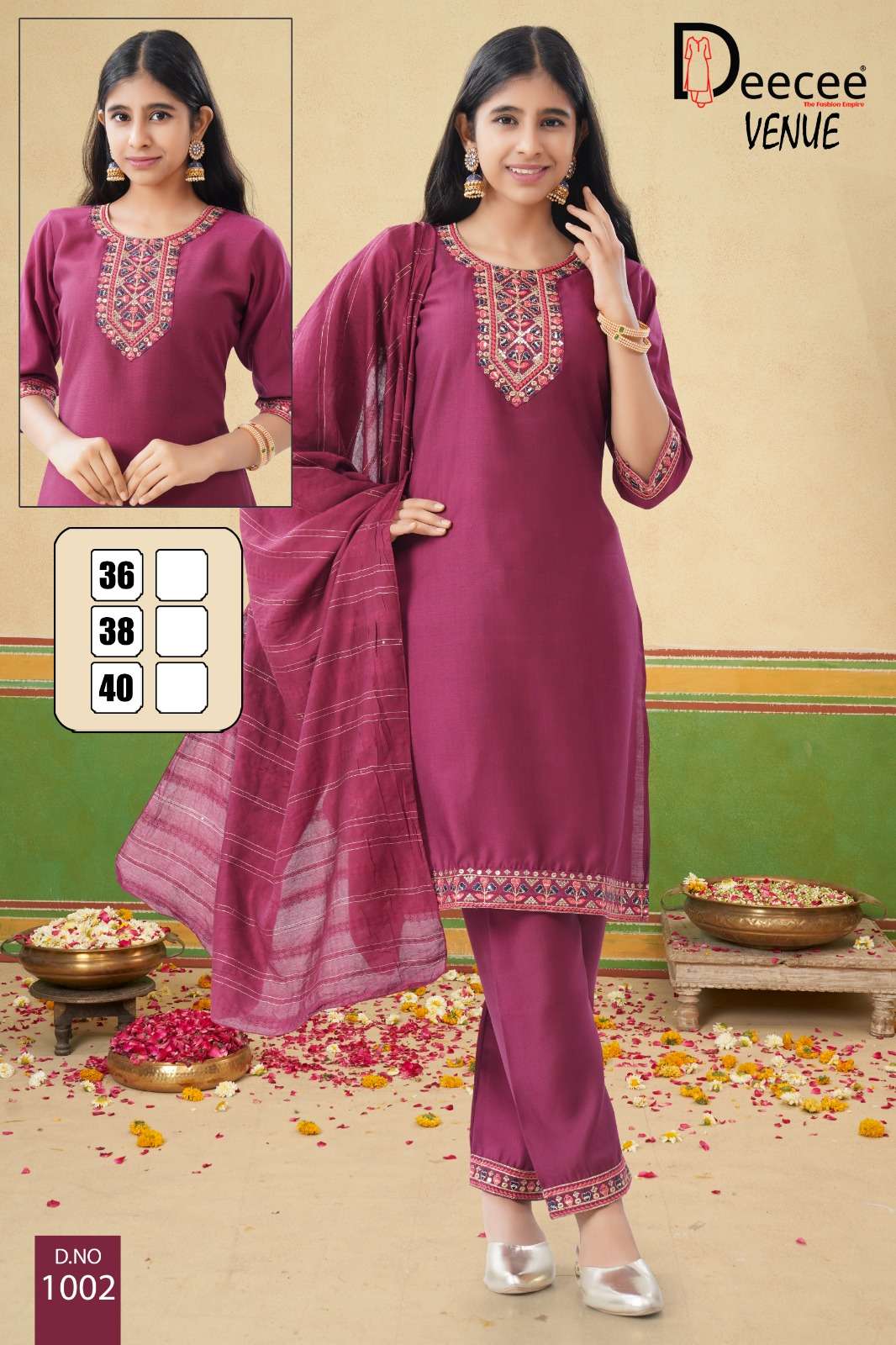 VENUE BY DEECEE IN VATICAN PLAIN FABRICS STRAIGHT KURTI WITH SEQUENCE NECK DESIGN 