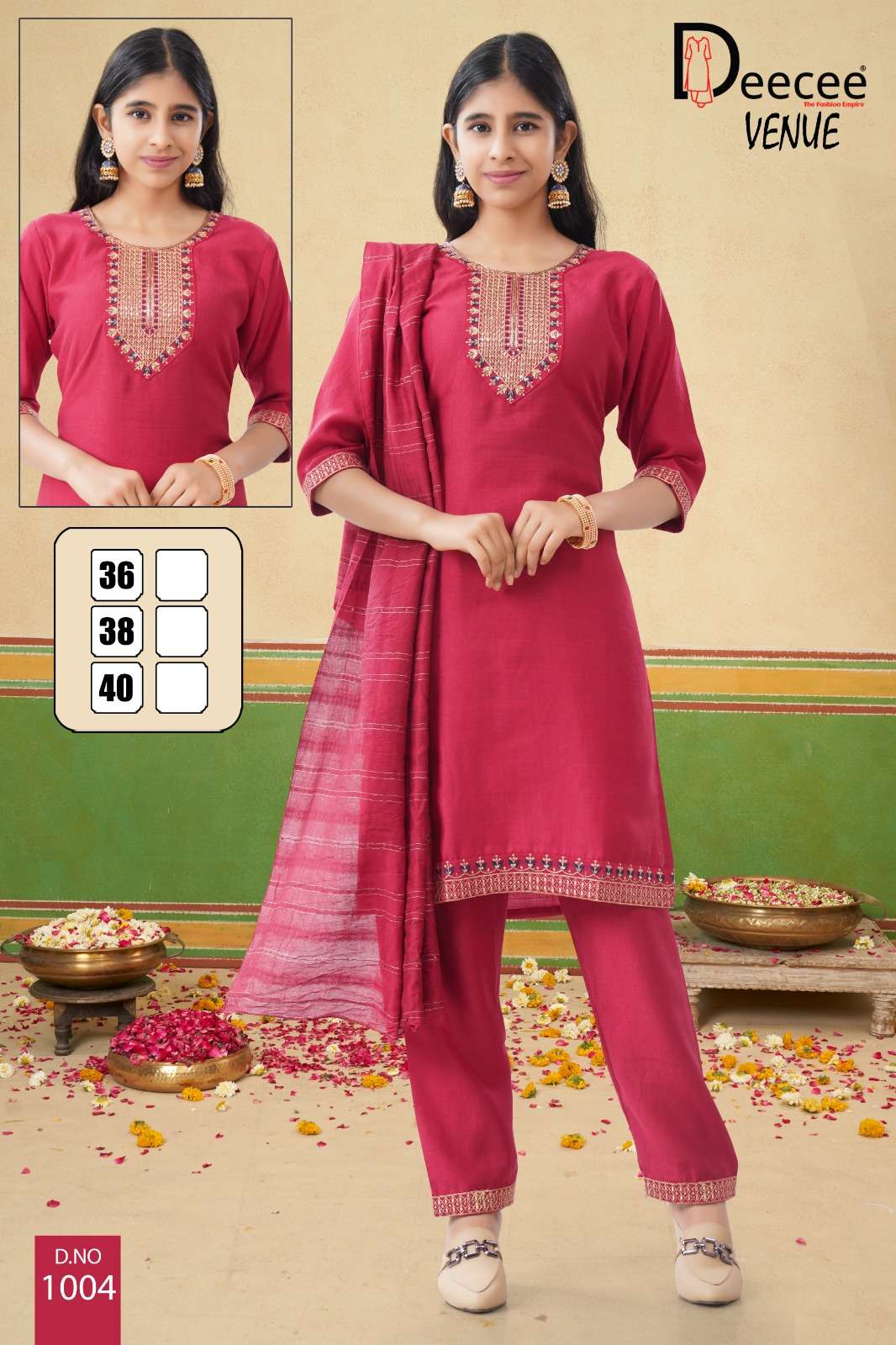 VENUE BY DEECEE IN VATICAN PLAIN FABRICS STRAIGHT KURTI WITH SEQUENCE NECK DESIGN 