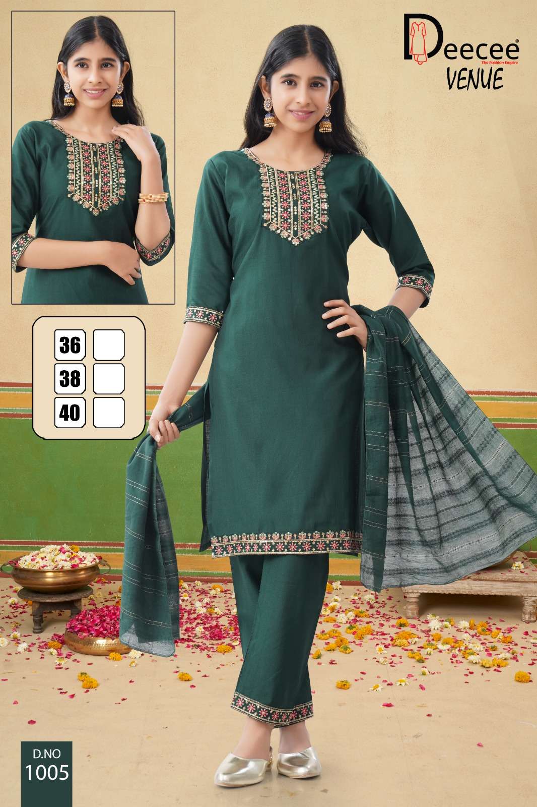 VENUE BY DEECEE IN VATICAN PLAIN FABRICS STRAIGHT KURTI WITH SEQUENCE NECK DESIGN 