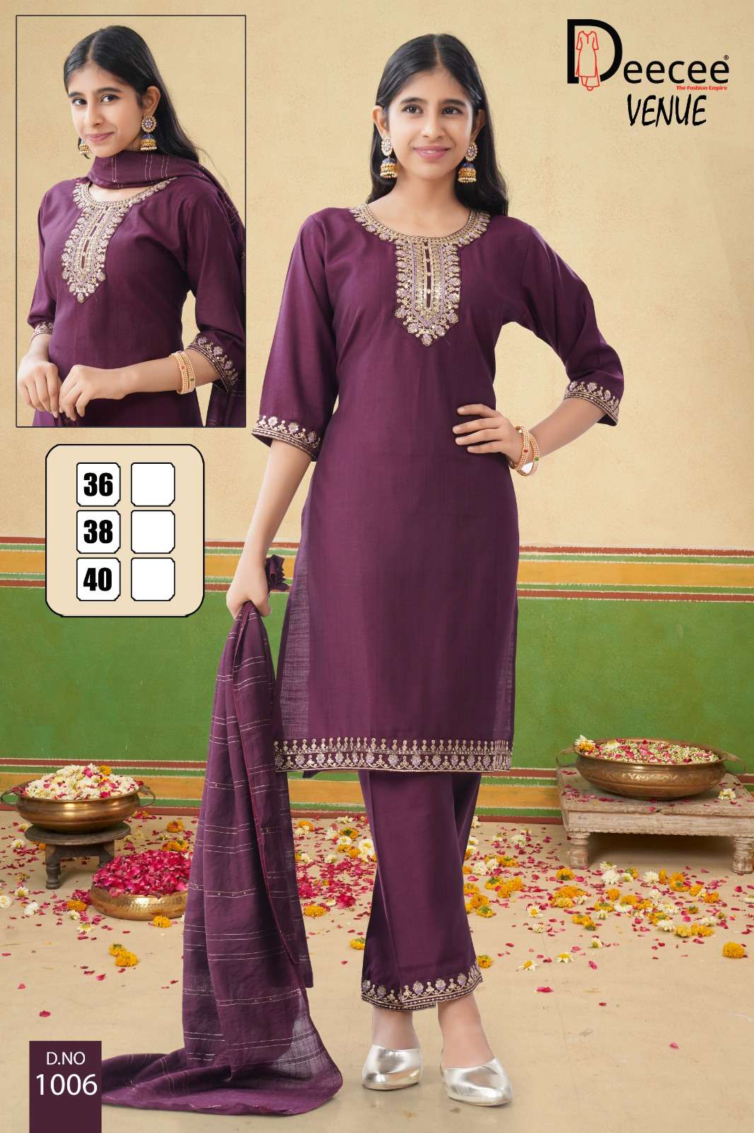 VENUE BY DEECEE IN VATICAN PLAIN FABRICS STRAIGHT KURTI WITH SEQUENCE NECK DESIGN 