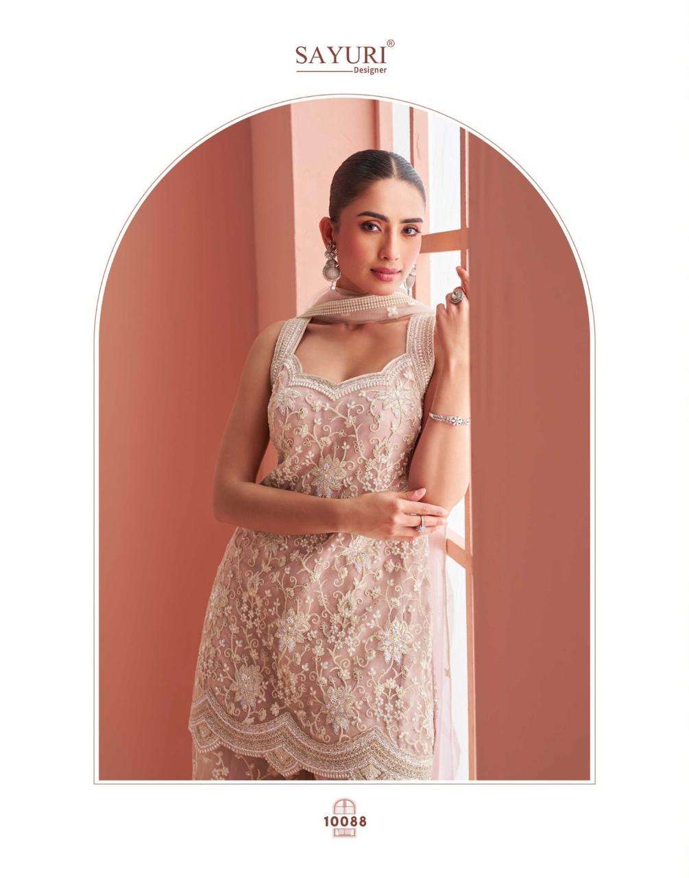 VERONA BY SAYURI DESIGNER IN REAL PREMIUM NET LATEST TRENDY HALTER NECK WITH EMBROIDERED  