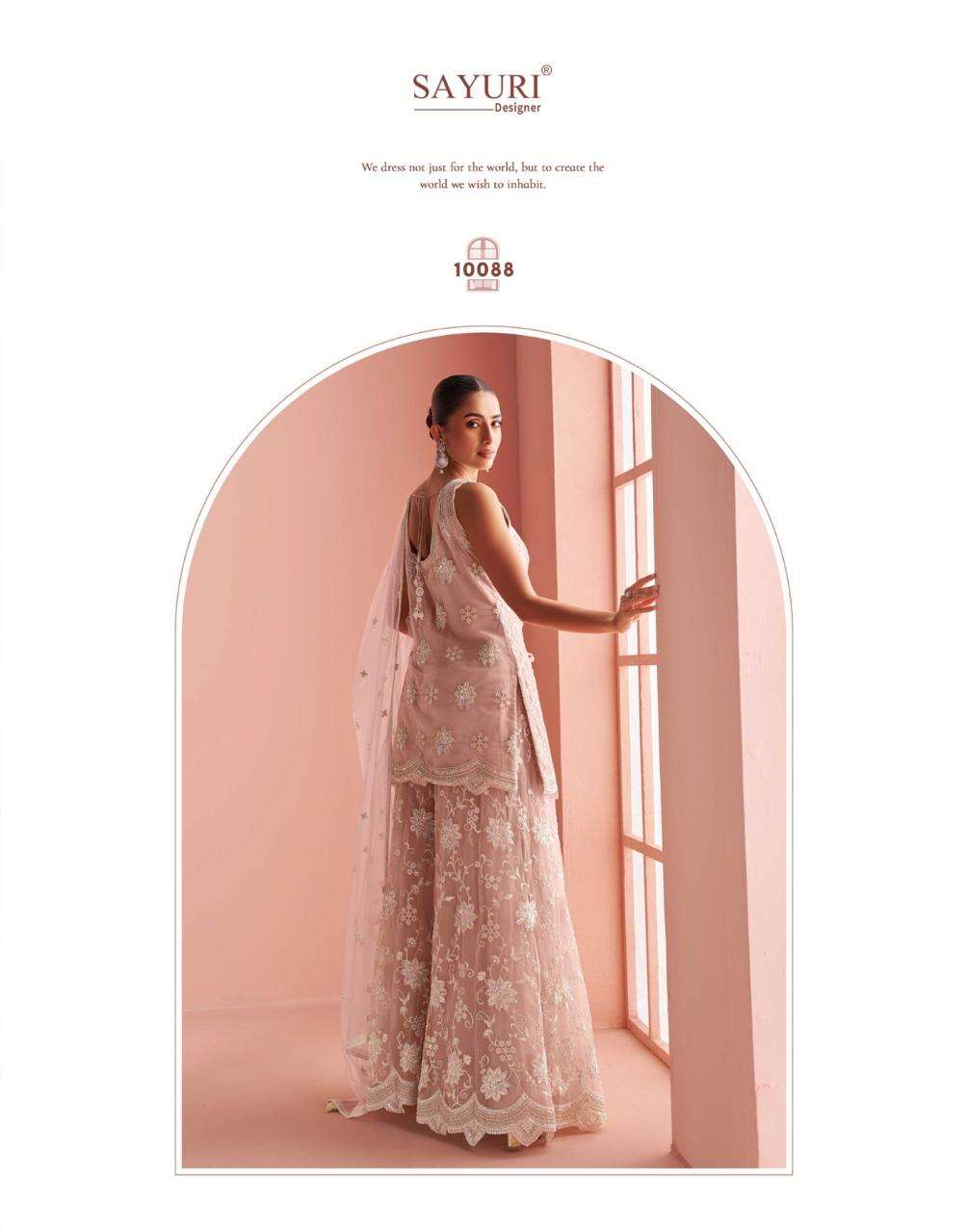 VERONA BY SAYURI DESIGNER IN REAL PREMIUM NET LATEST TRENDY HALTER NECK WITH EMBROIDERED  