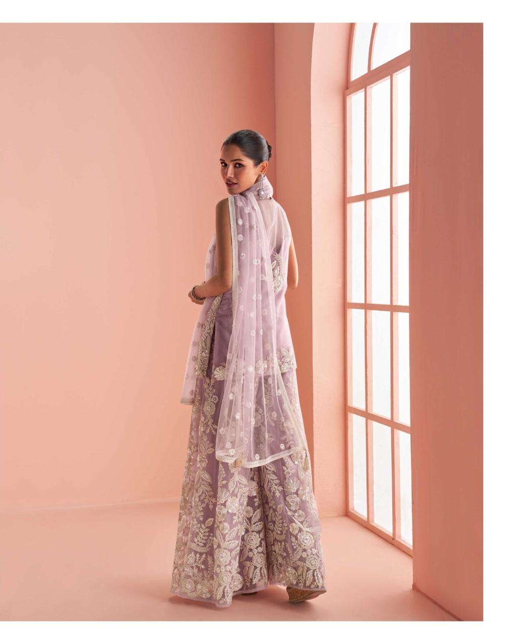 VERONA BY SAYURI DESIGNER IN REAL PREMIUM NET LATEST TRENDY HALTER NECK WITH EMBROIDERED  