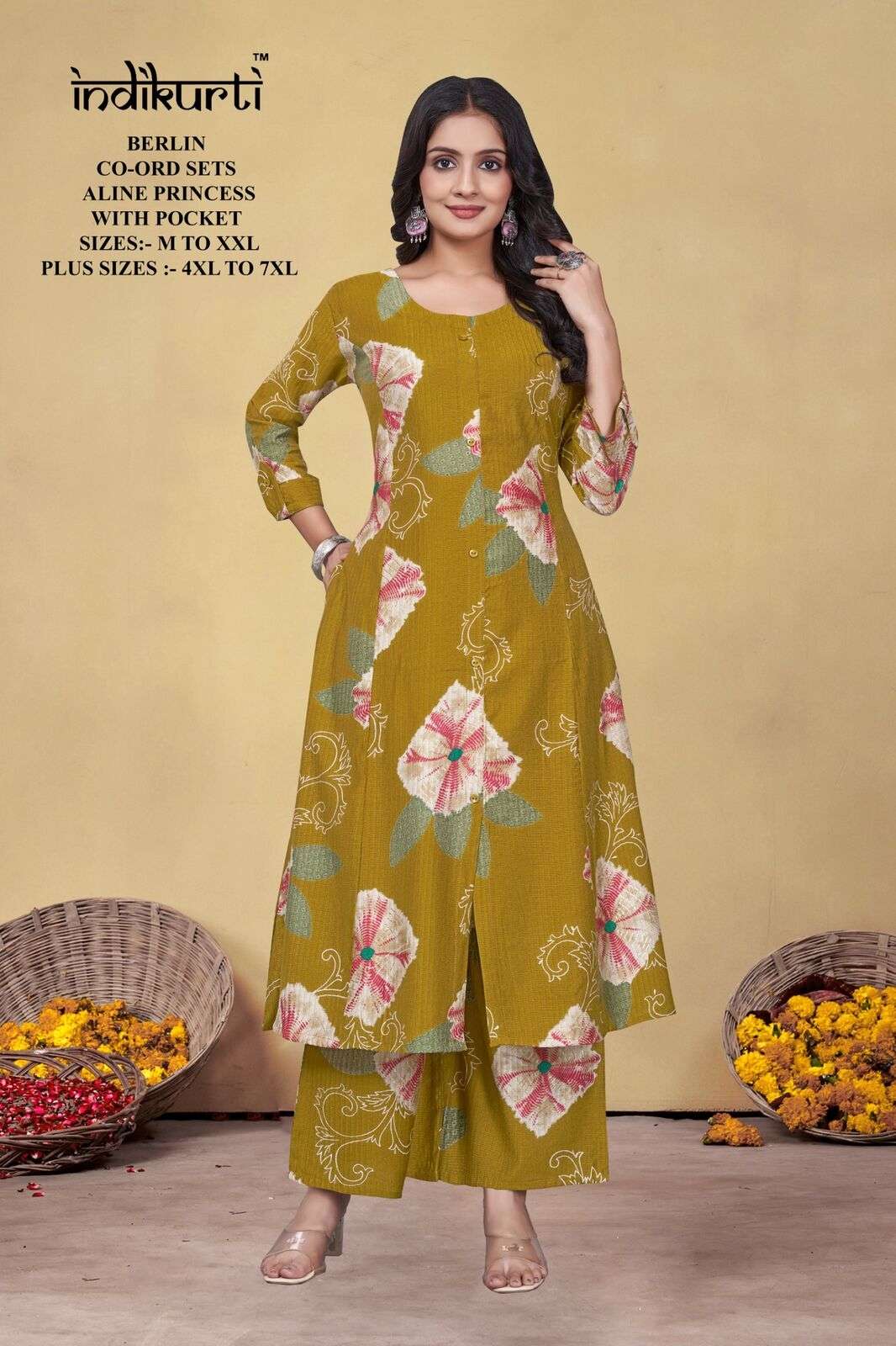 VOL :- 1 BY INDIKURTI IN BERLIN DISCHARGE FOIL PRINT ALINE PRINCESS CUT WITH POCKET 