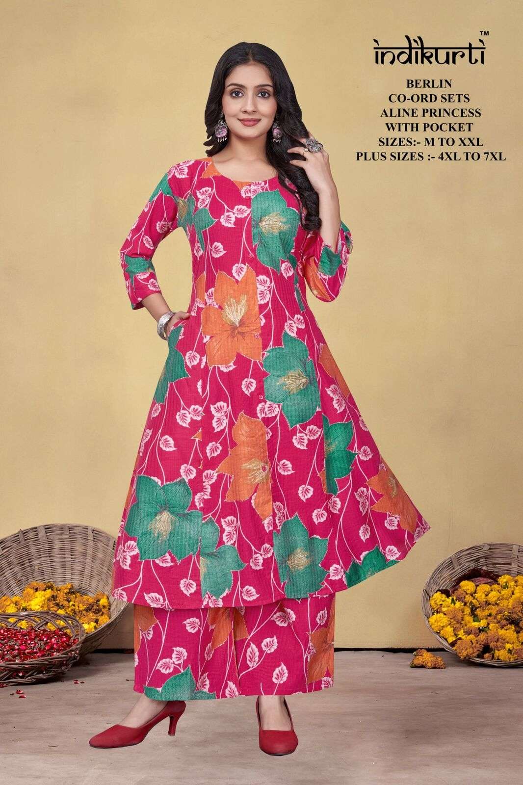 VOL :- 1 BY INDIKURTI IN BERLIN DISCHARGE FOIL PRINT ALINE PRINCESS CUT WITH POCKET 