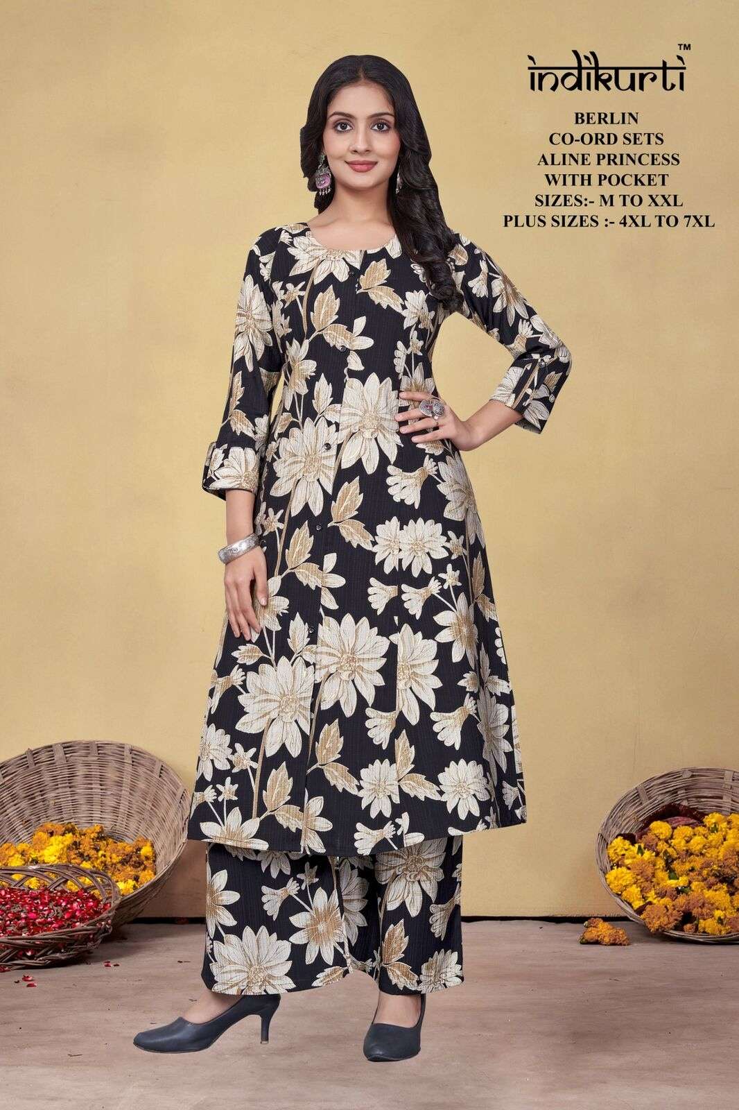 VOL :- 1 BY INDIKURTI IN BERLIN DISCHARGE FOIL PRINT ALINE PRINCESS CUT WITH POCKET 