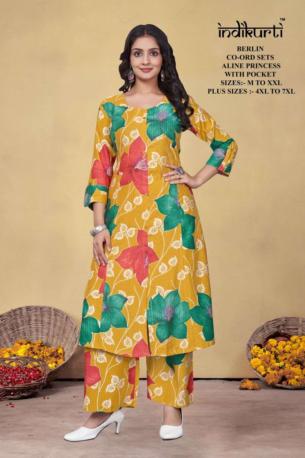 VOL :- 1 BY INDIKURTI IN BERLIN DISCHARGE FOIL PRINT ALINE PRINCESS CUT WITH POCKET 