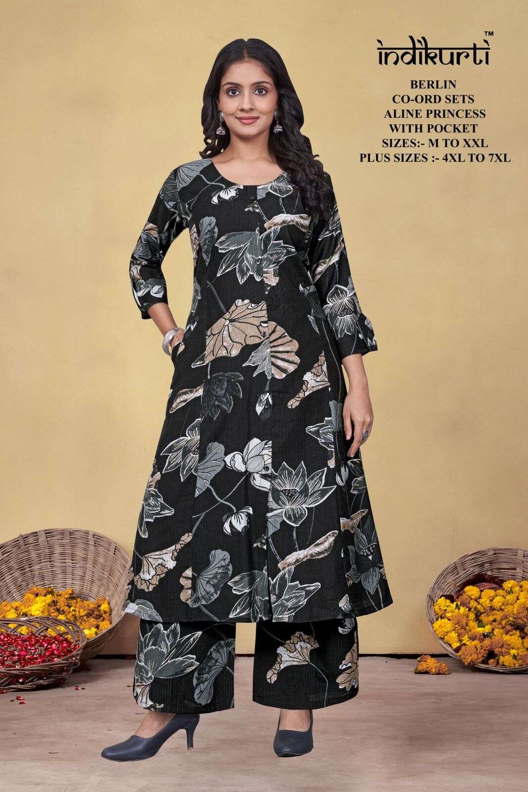 VOL :- 1 BY INDIKURTI IN BERLIN DISCHARGE FOIL PRINT ALINE PRINCESS CUT WITH POCKET 