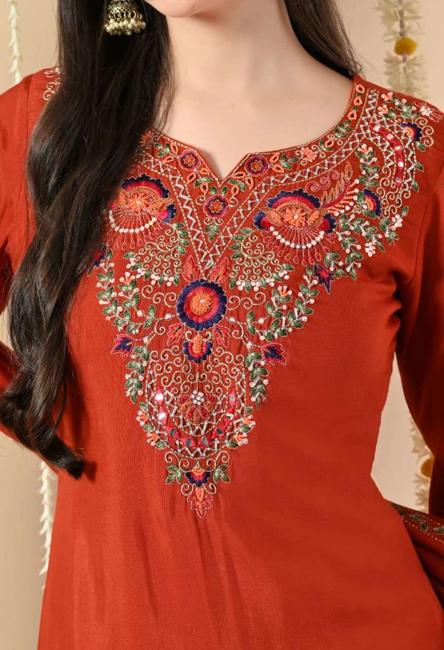 VOL :- 1 BY SWARUUP LIFESTYLE IN PURE MUSLIN STRAIGHT CUT TOP WITH HEAVY EMBROIDERY WORK 