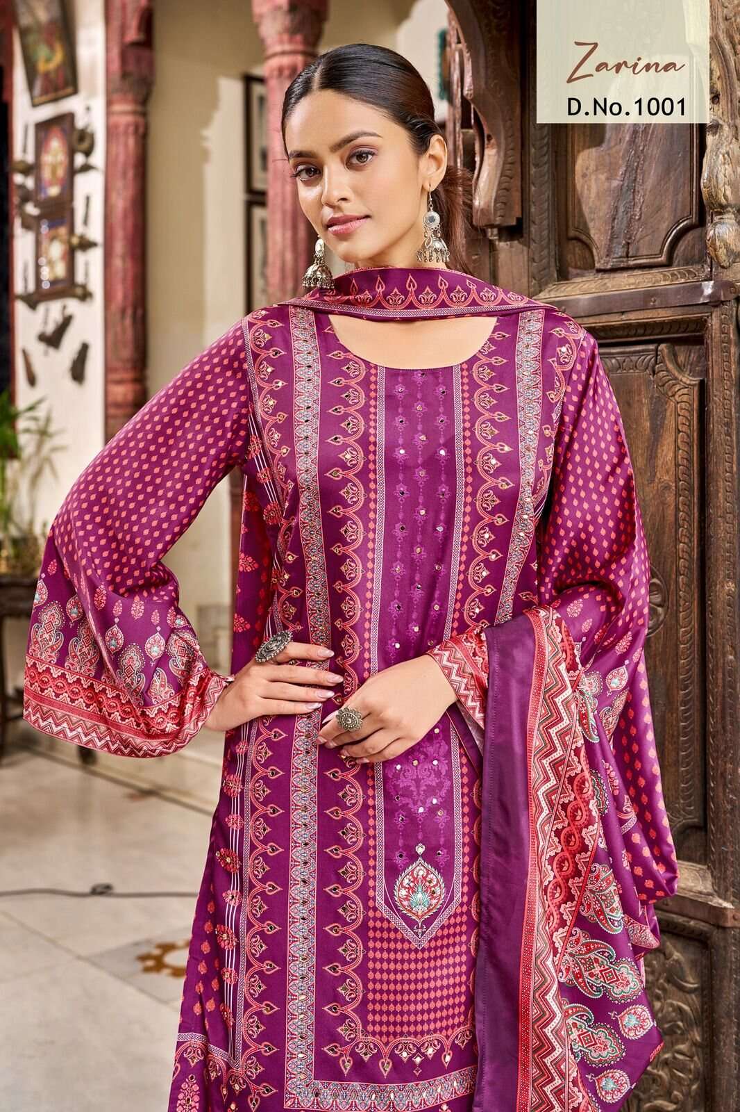 ZARINA BY TEXOFAB IN PURE CREPE SILK DIGITAL PRINT WITH FULL MICRO INNER AND MIRROR WORK 