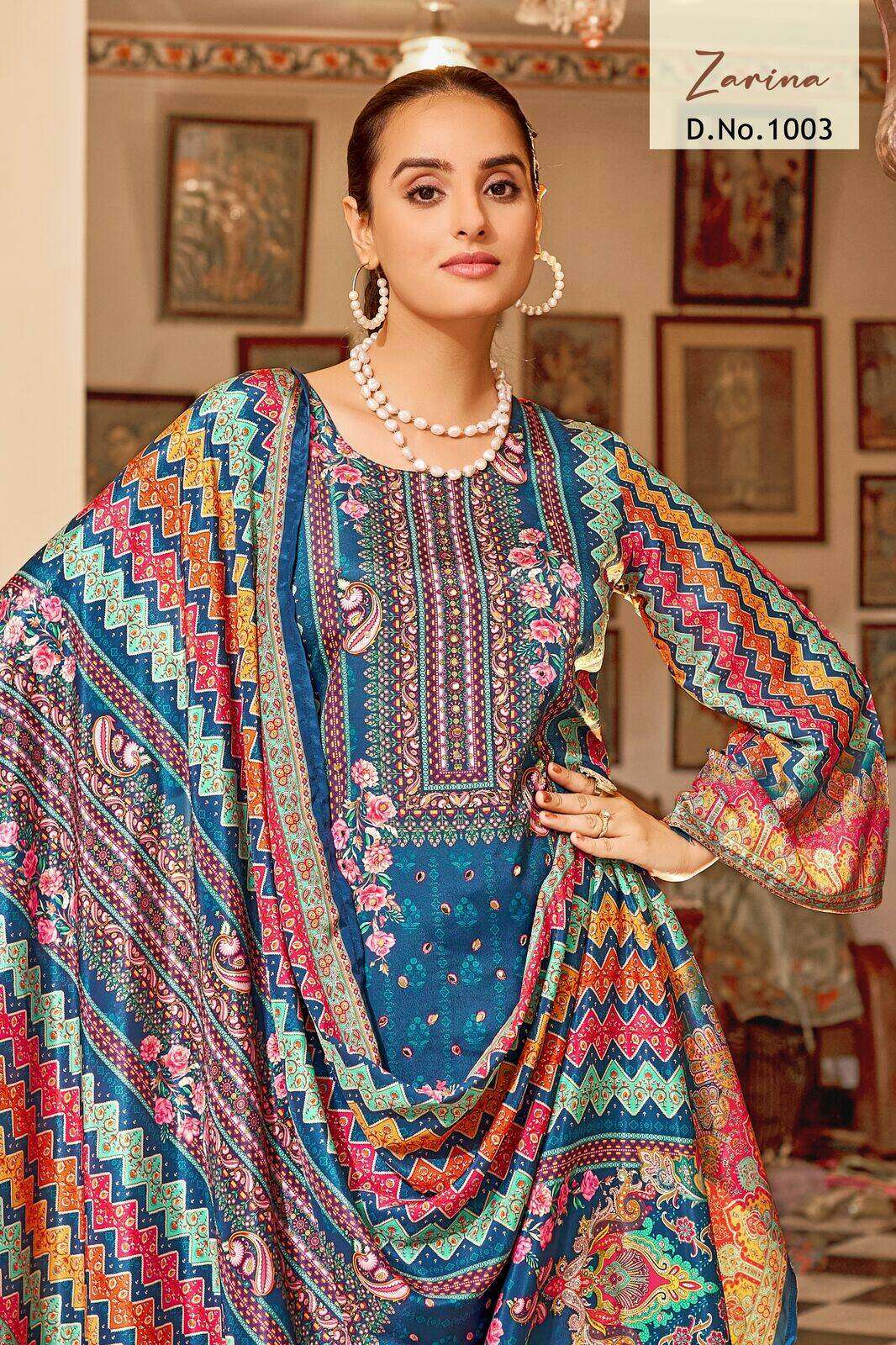 ZARINA BY TEXOFAB IN PURE CREPE SILK DIGITAL PRINT WITH FULL MICRO INNER AND MIRROR WORK 