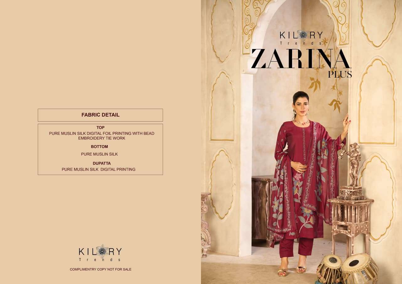 ZARINA PLUS BY KILORY TRENDS IN PURE MUSLIN SILK DIGITAL FOIL PRINT WITH FANCY HAND WORK 