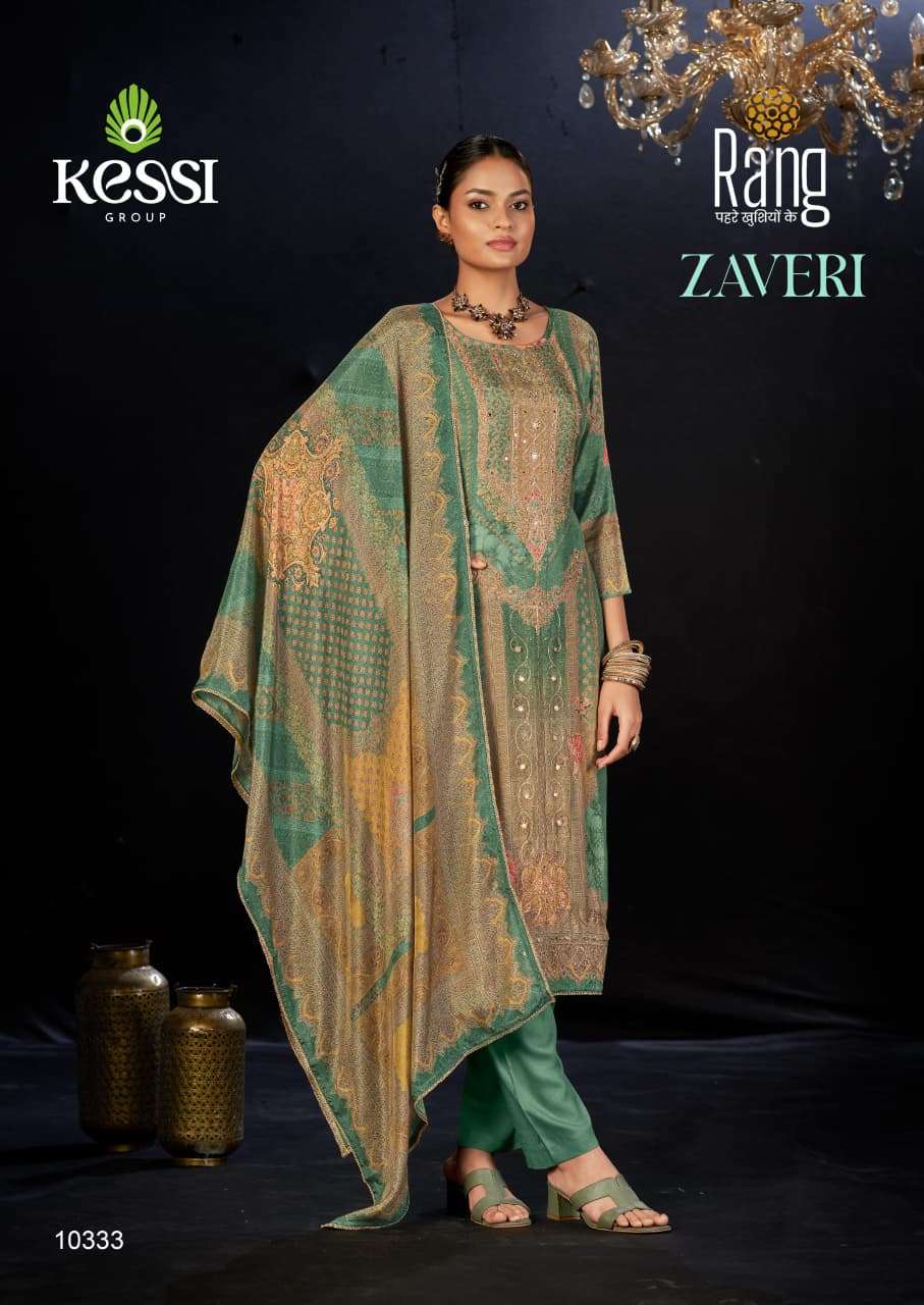 ZAVERI BY KESSI IN PURE MUSLIN DIGITAL PRINT WITH AARI & JARKAN WORK 