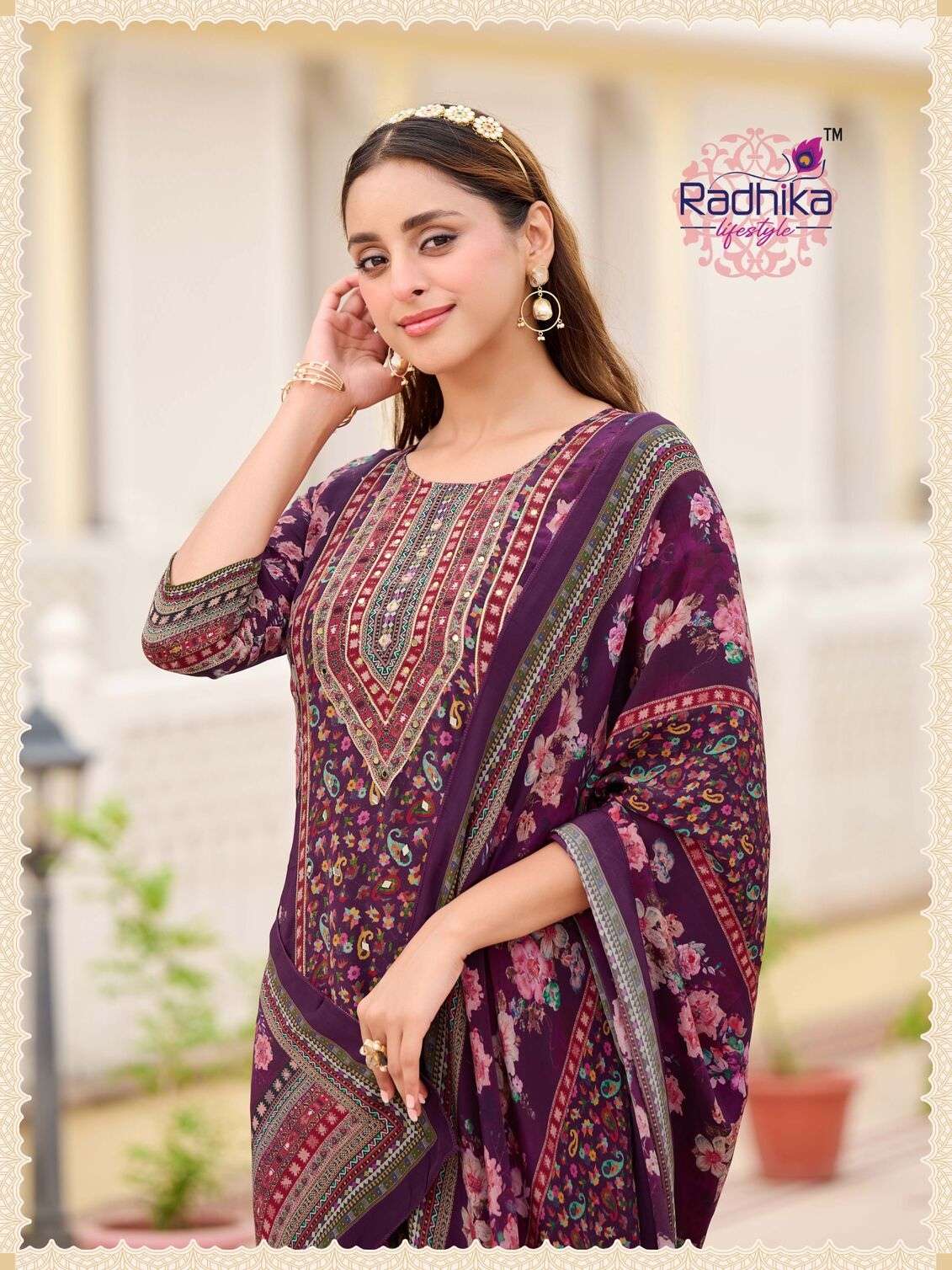 ZENAB VOL-1 BY RADHIKA LIFESTYLE IN PURE NATURAL CREP KURTI PANT AND DUPATTA WITH HANDWORK 