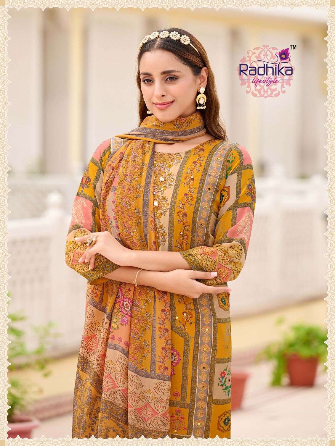 ZENAB VOL-1 BY RADHIKA LIFESTYLE IN PURE NATURAL CREP KURTI PANT AND DUPATTA WITH HANDWORK 