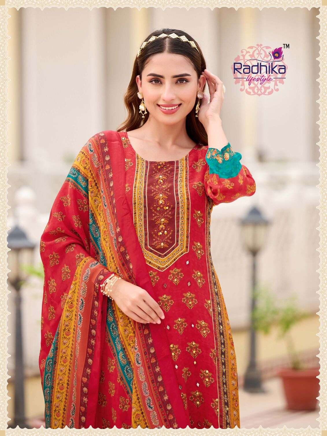 ZENAB VOL-1 BY RADHIKA LIFESTYLE IN PURE NATURAL CREP KURTI PANT AND DUPATTA WITH HANDWORK 