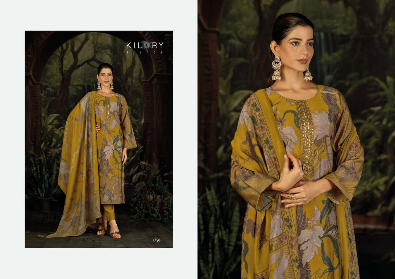 ZEYA BY KILORY TRENDS IN PURE MODAL MUSLIN SILK DIGITAL FOIL PRINT WITH BEADS EMBROIDERY WORK