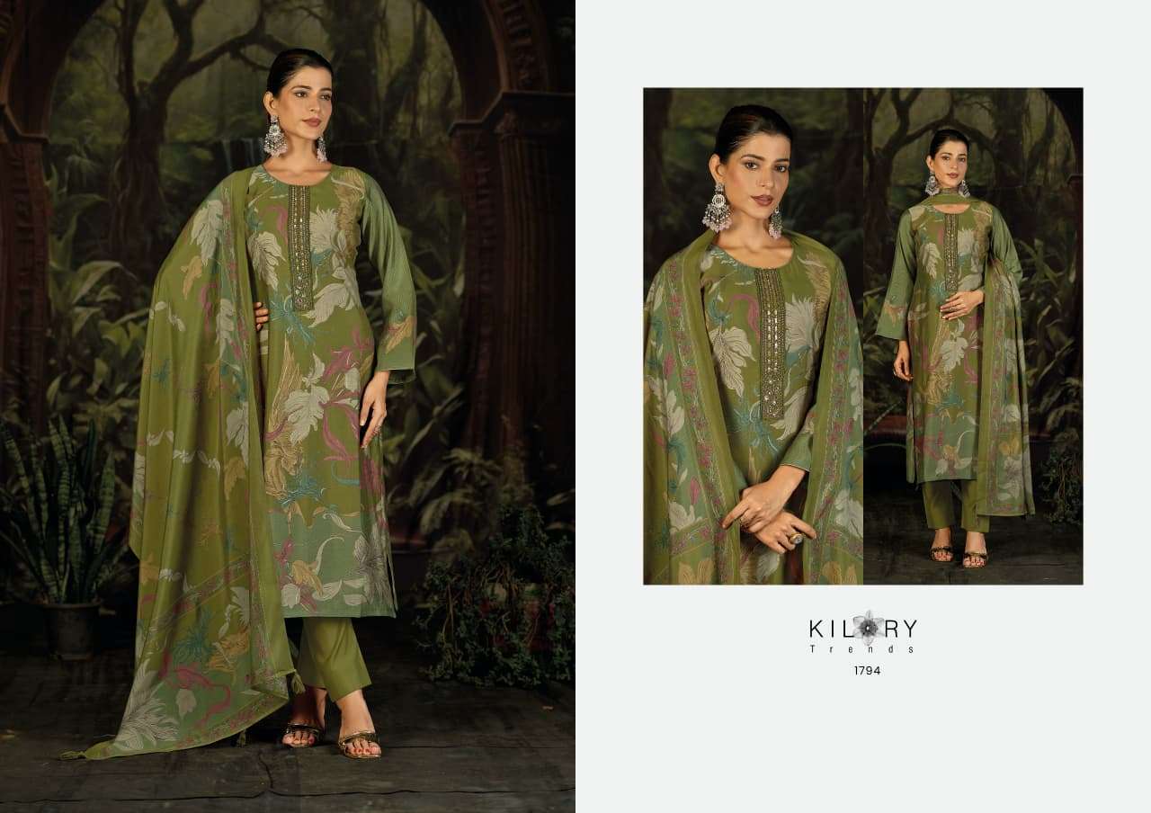 ZEYA BY KILORY TRENDS IN PURE MODAL MUSLIN SILK DIGITAL FOIL PRINT WITH BEADS EMBROIDERY WORK