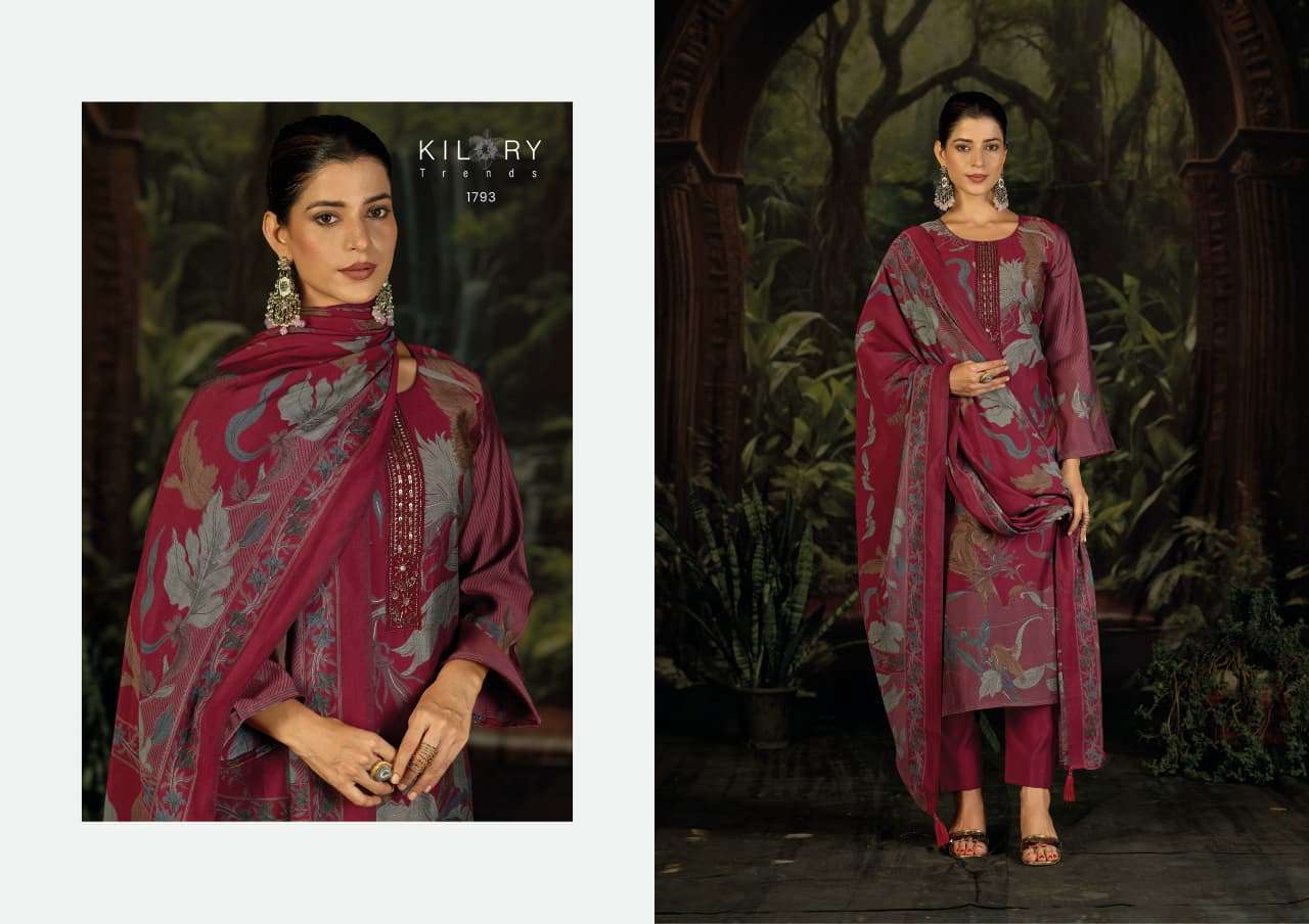 ZEYA BY KILORY TRENDS IN PURE MODAL MUSLIN SILK DIGITAL FOIL PRINT WITH BEADS EMBROIDERY WORK