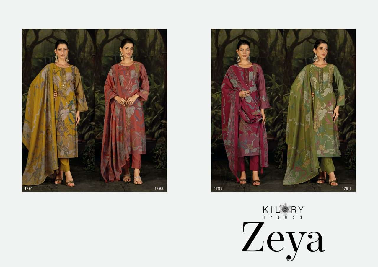 ZEYA BY KILORY TRENDS IN PURE MODAL MUSLIN SILK DIGITAL FOIL PRINT WITH BEADS EMBROIDERY WORK