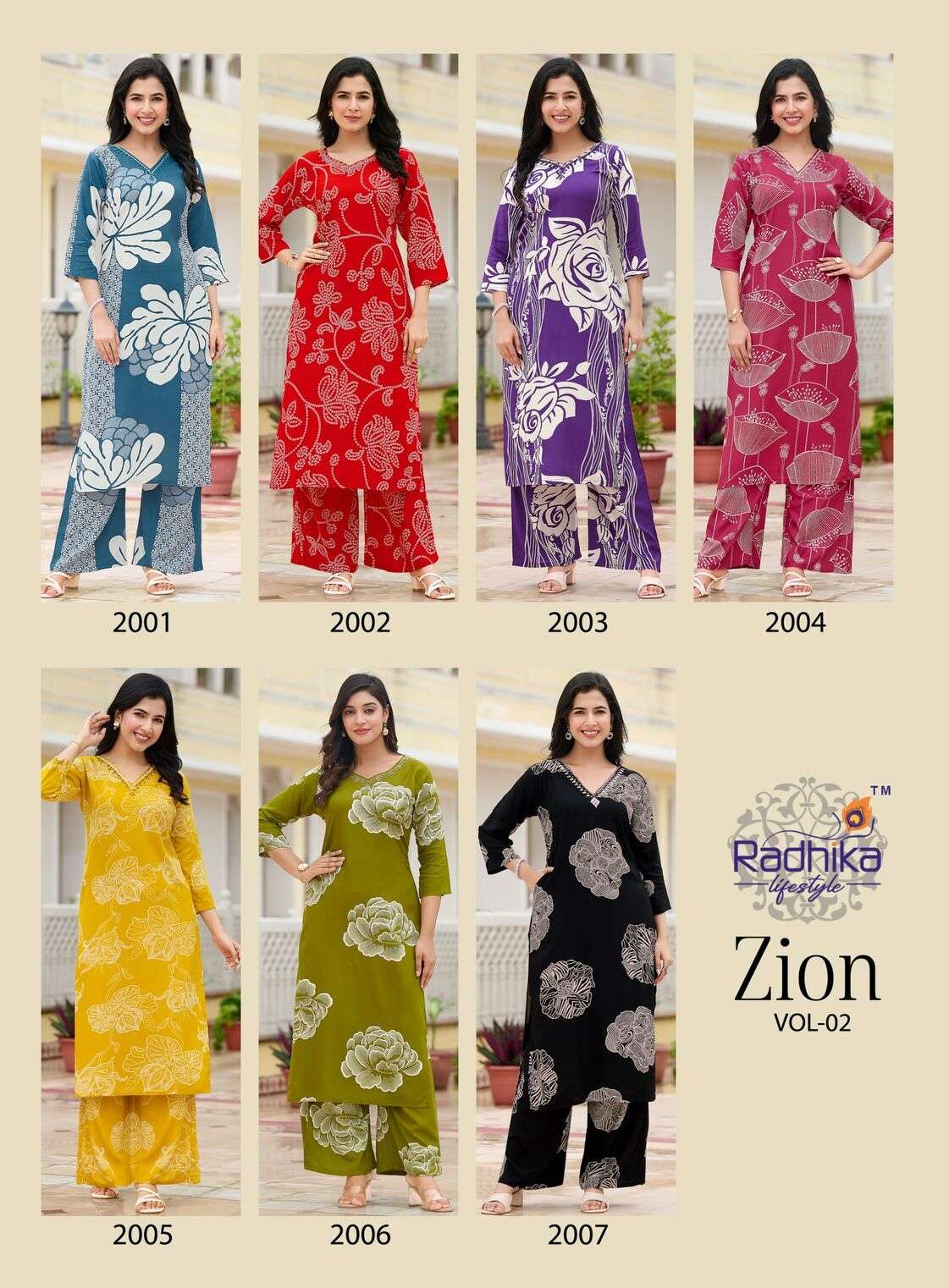 ZION VOL:-2 BY RADHIKA LIFE STYLE IN PURE RAYON HEAVY DISCHARGE WITH FOIL HANDWORK 
