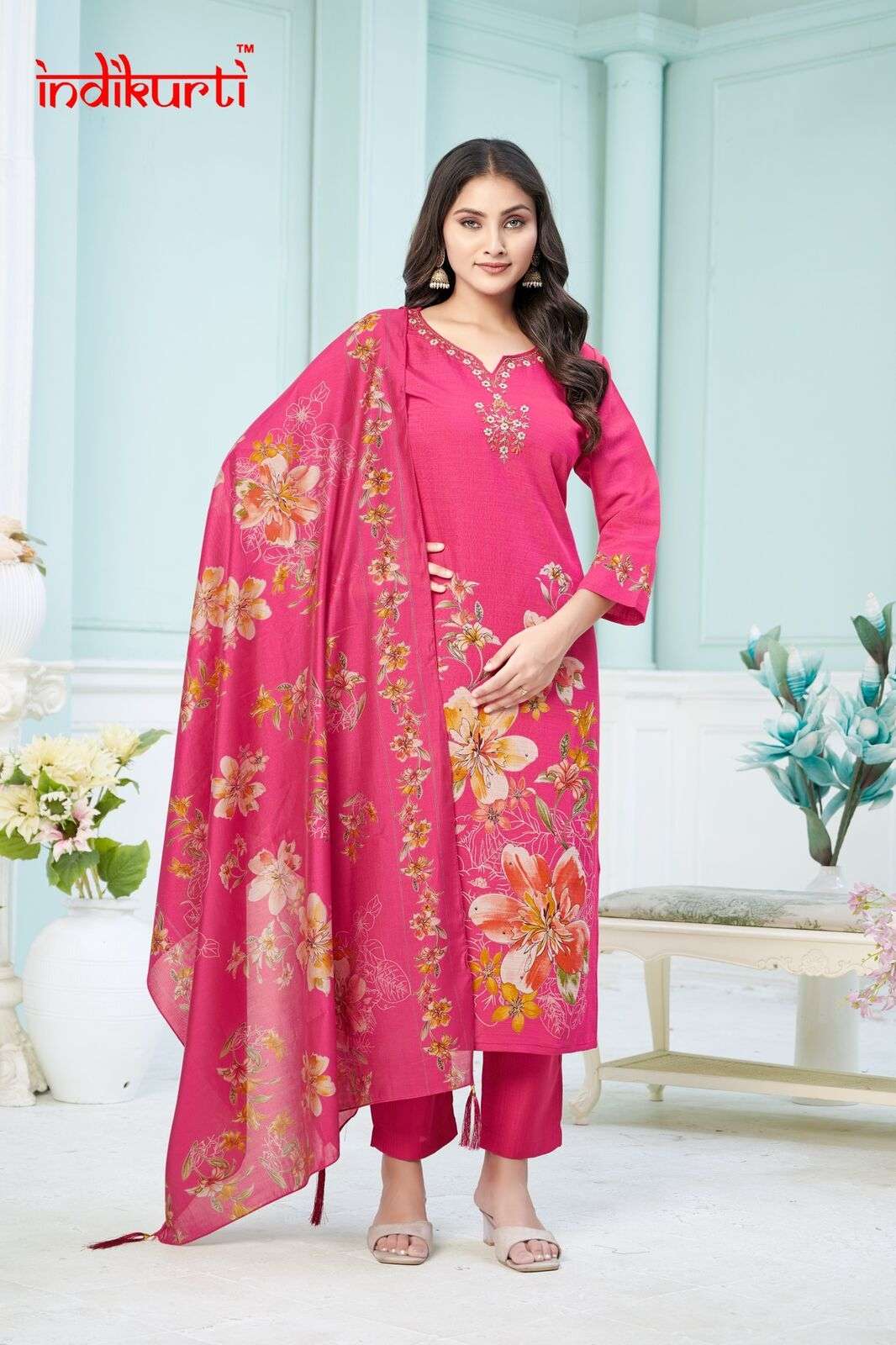 AAFREEN-2 BY INDIKURTI IN VETICAN FOIL PRINT DISCHARGE PLACEMENT PRINTS WITH INNER