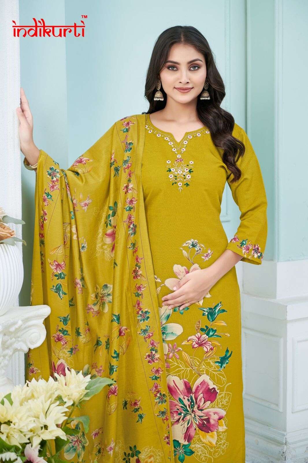 AAFREEN-2 BY INDIKURTI IN VETICAN FOIL PRINT DISCHARGE PLACEMENT PRINTS WITH INNER