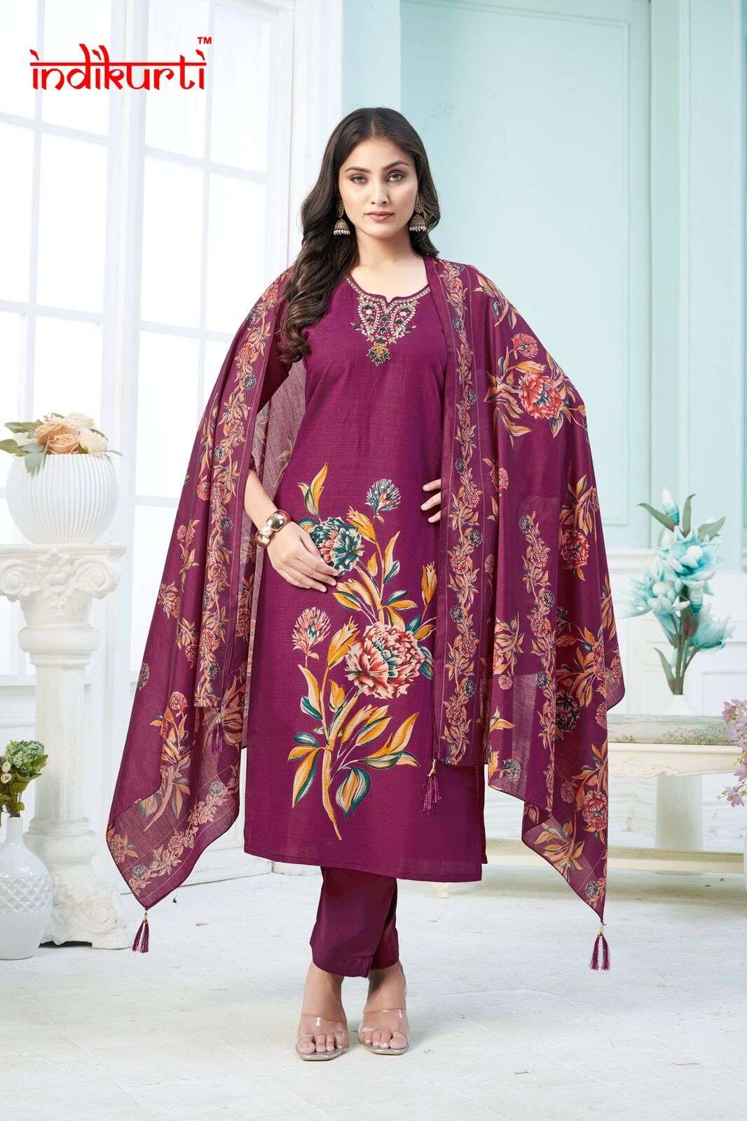 AAFREEN-2 BY INDIKURTI IN VETICAN FOIL PRINT DISCHARGE PLACEMENT PRINTS WITH INNER