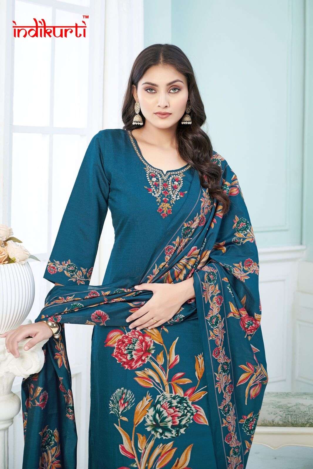 AAFREEN-2 BY INDIKURTI IN VETICAN FOIL PRINT DISCHARGE PLACEMENT PRINTS WITH INNER