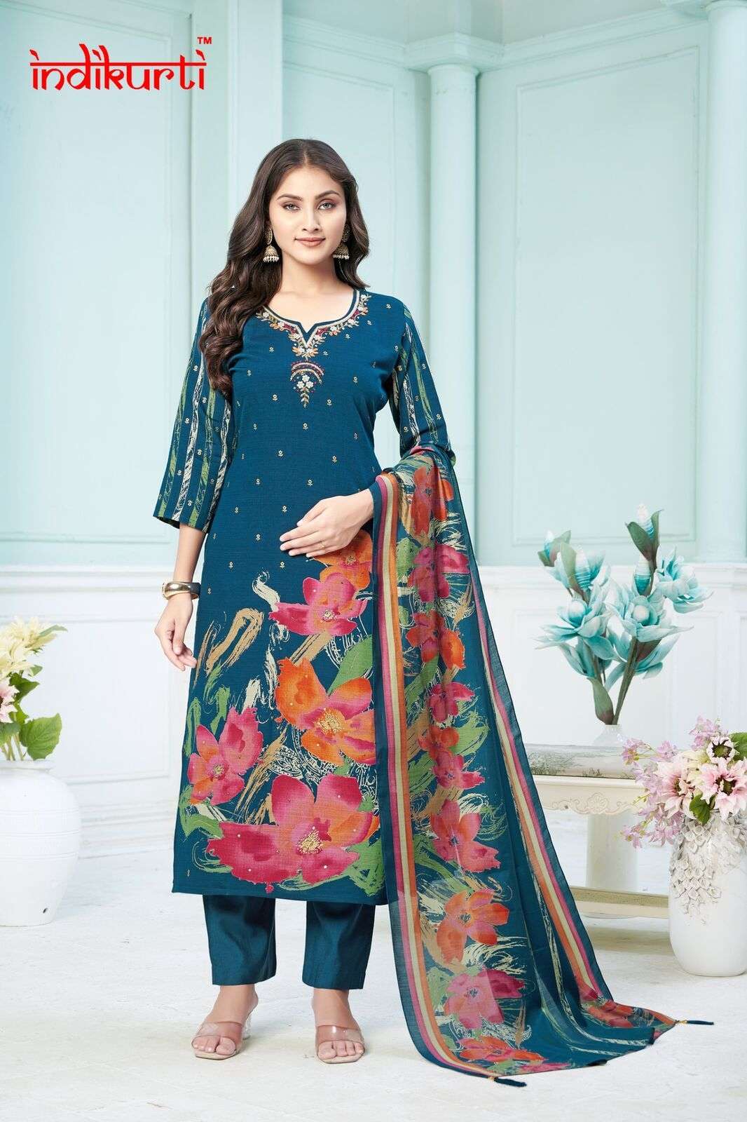 AAFREEN-2 BY INDIKURTI IN VETICAN FOIL PRINT DISCHARGE PLACEMENT PRINTS WITH INNER