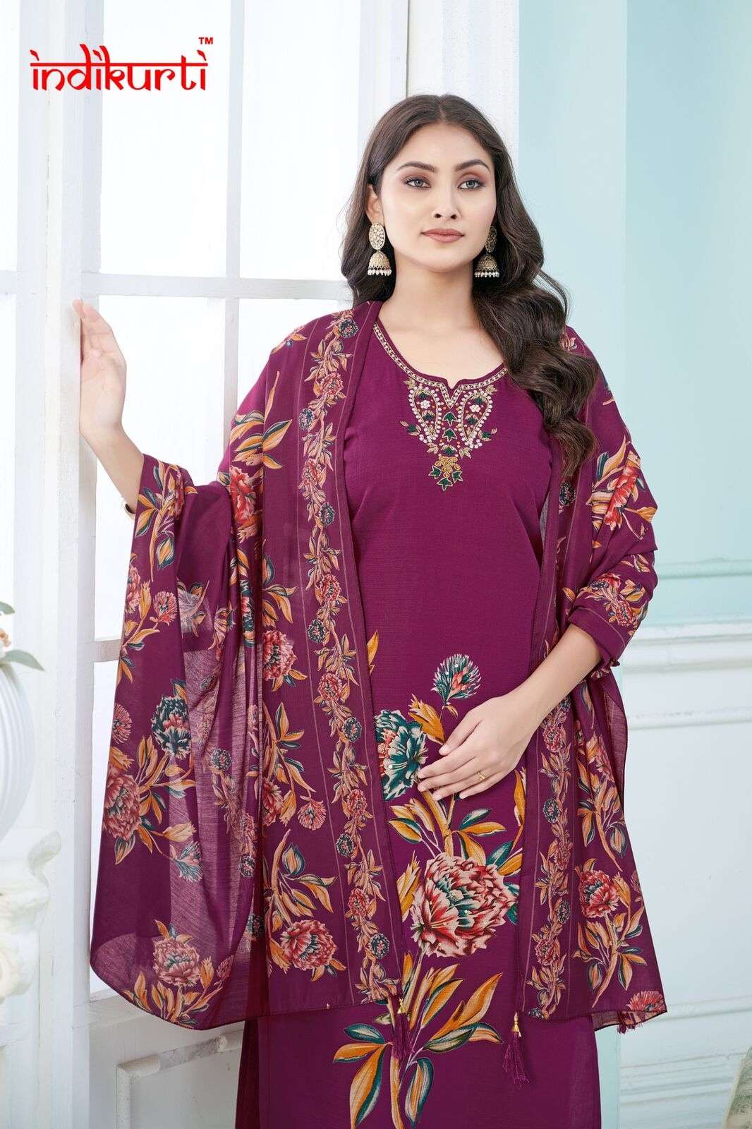 AAFREEN-2 BY INDIKURTI IN VETICAN FOIL PRINT DISCHARGE PLACEMENT PRINTS WITH INNER