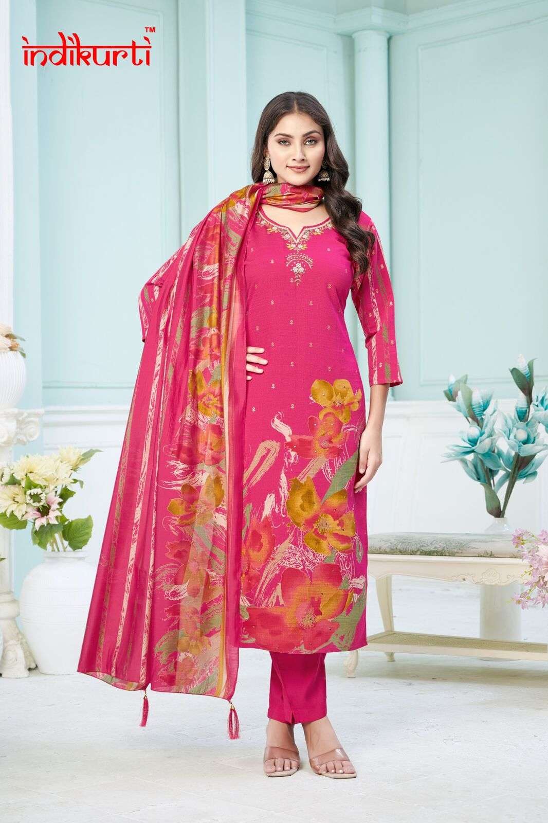 AAFREEN-2 BY INDIKURTI IN VETICAN FOIL PRINT DISCHARGE PLACEMENT PRINTS WITH INNER