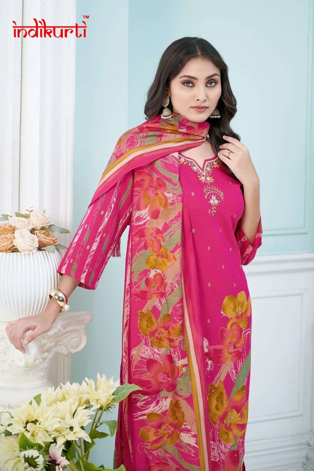 AAFREEN-2 BY INDIKURTI IN VETICAN FOIL PRINT DISCHARGE PLACEMENT PRINTS WITH INNER