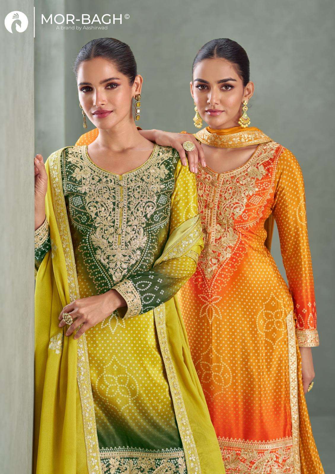 AAVYA BY AASHIRWAD CREATION IN PREMIUM CHINNON SILK WITH HEAVY EMBROIDERY WORK 