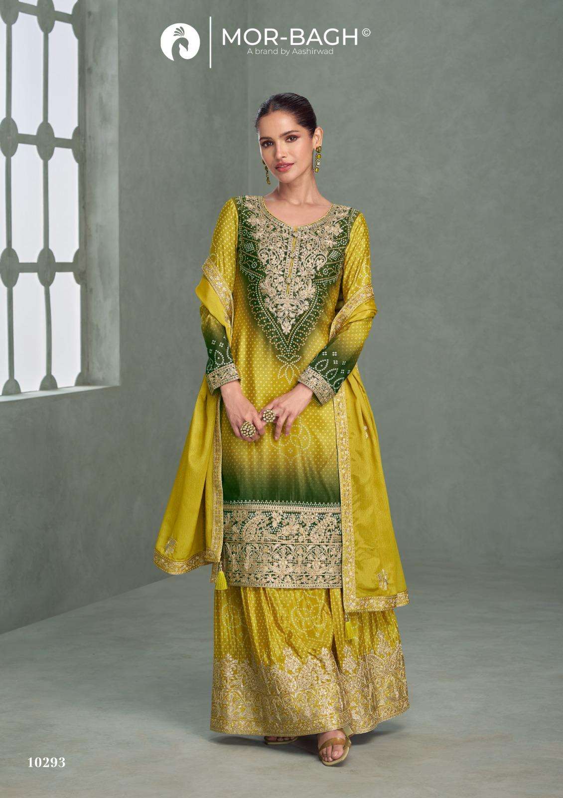 AAVYA BY AASHIRWAD CREATION IN PREMIUM CHINNON SILK WITH HEAVY EMBROIDERY WORK 