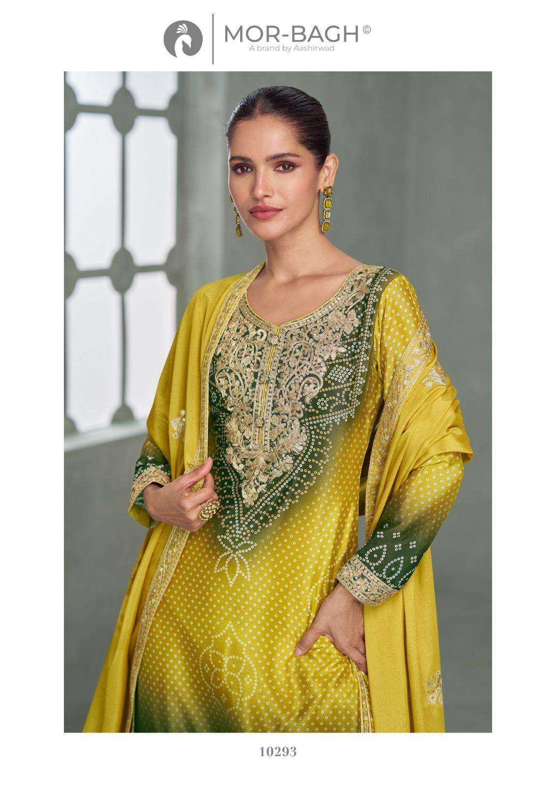 AAVYA BY AASHIRWAD CREATION IN PREMIUM CHINNON SILK WITH HEAVY EMBROIDERY WORK 