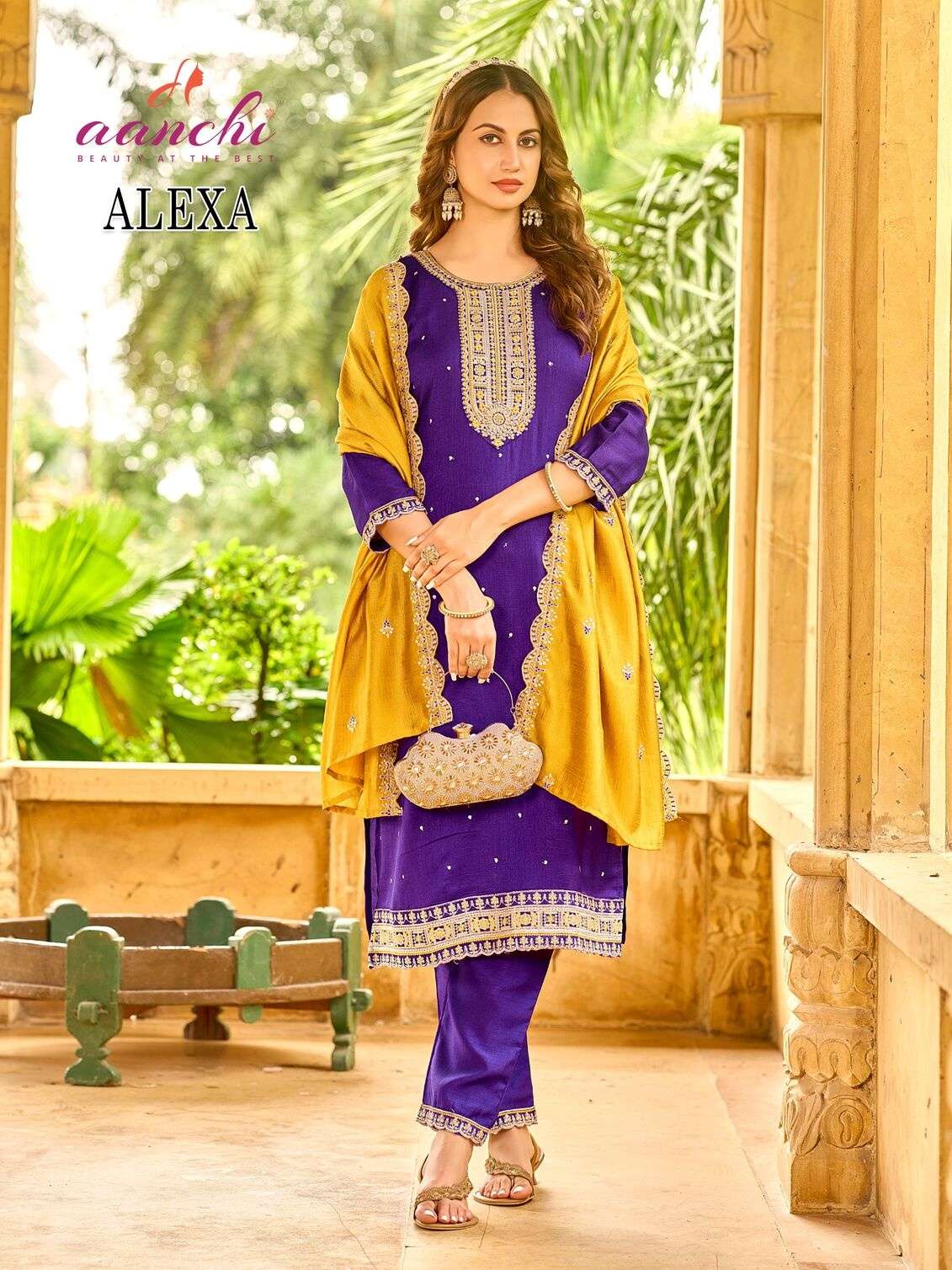 ALEXA BY AANCHI IN VICHITRA SILK WITH FANCY CONTRAST DUPATTA WORK