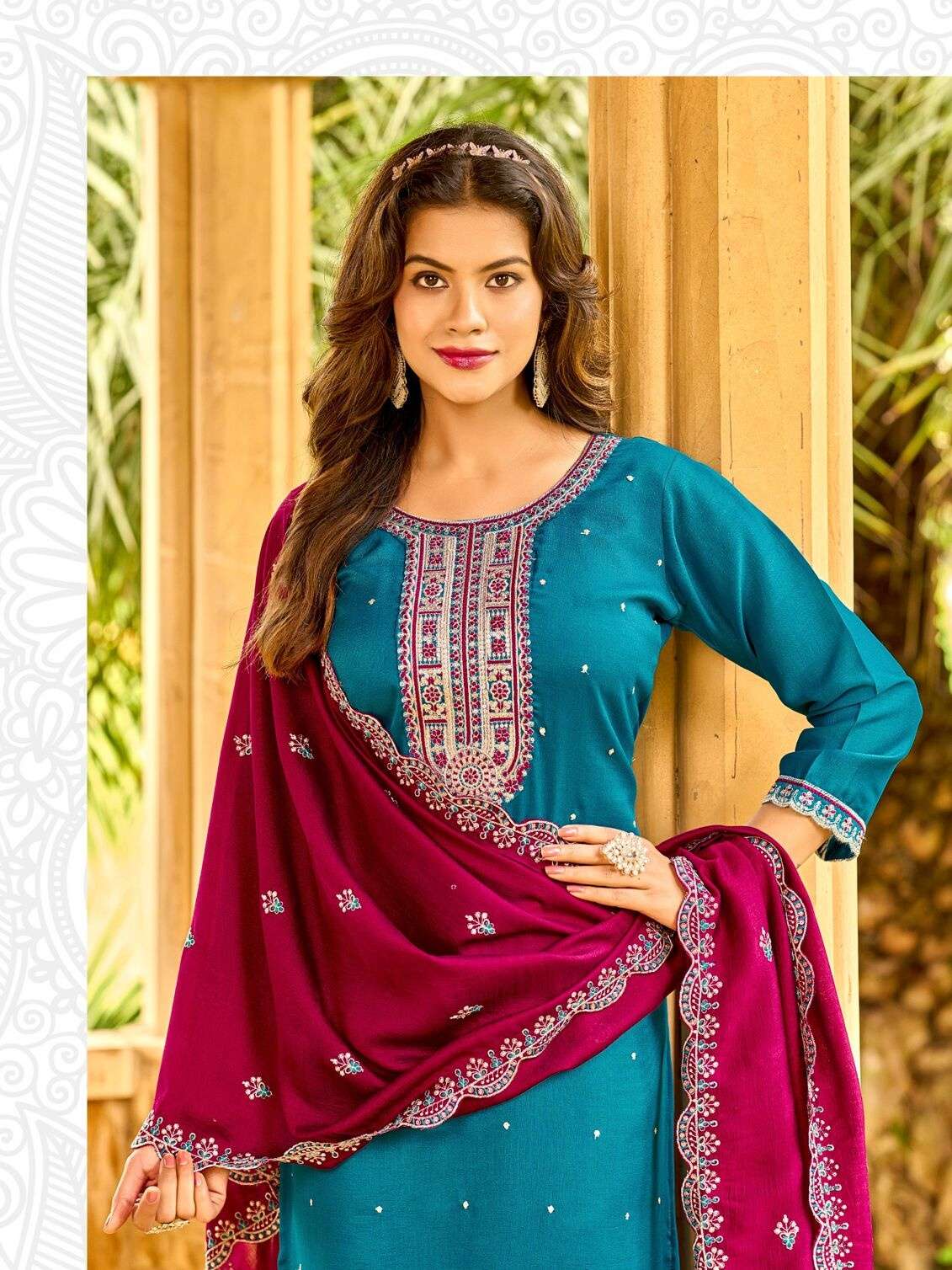 ALEXA BY AANCHI IN VICHITRA SILK WITH FANCY CONTRAST DUPATTA WORK