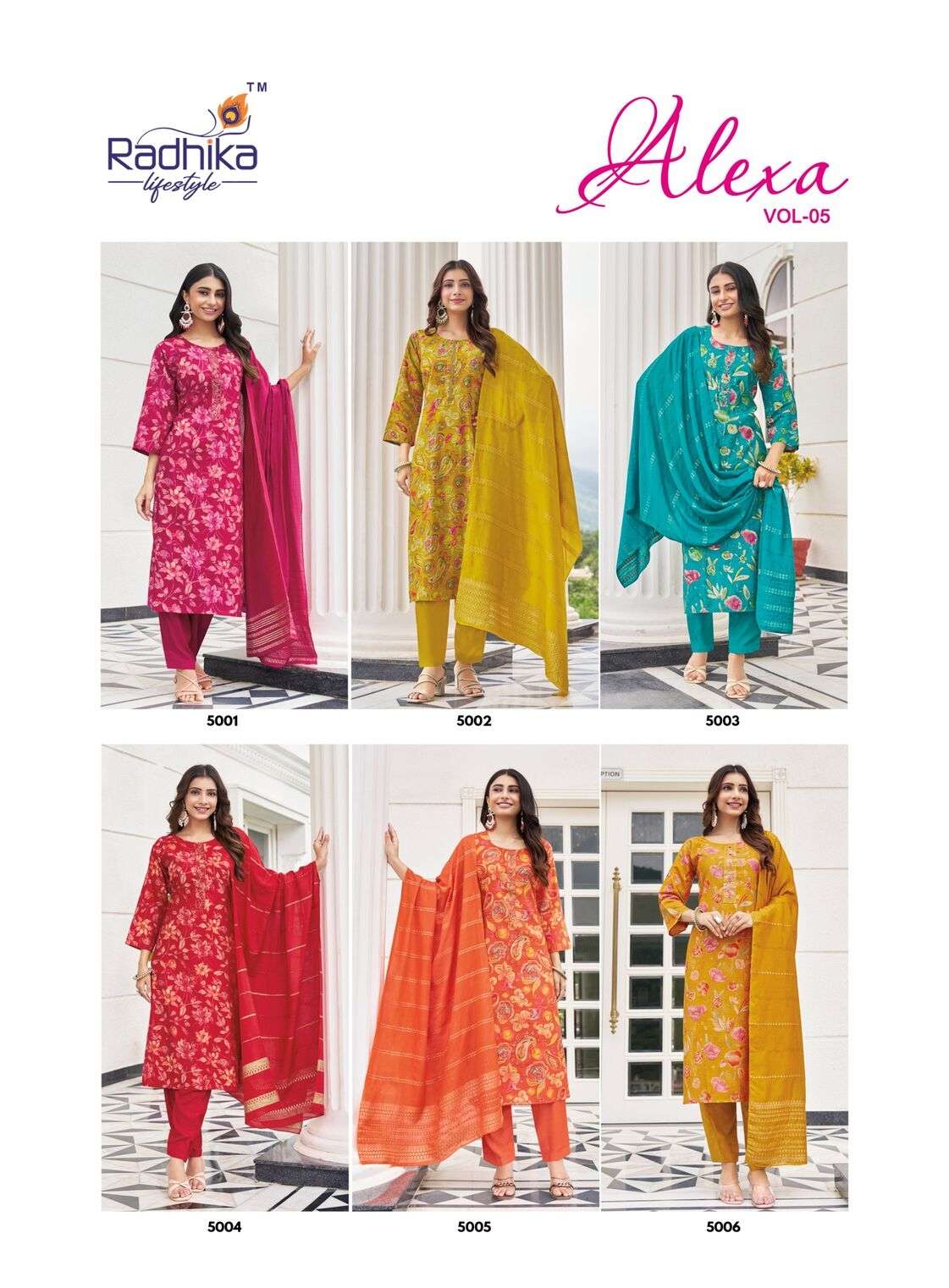 ALEXA VOL-5 BY RADHIKA LIFE STYLE IN VERTICAN SILK FOIL PRINT WITH HANDWORK 